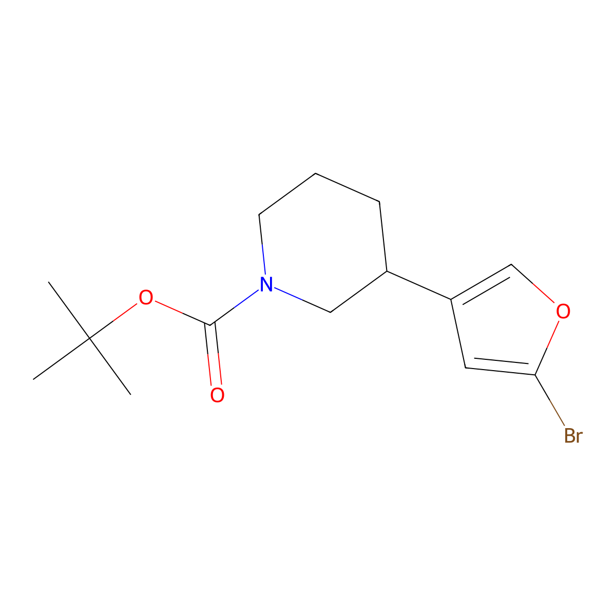 2-Bromo-4-(N-Boc-piperidin-3-yl)furan molecular structure, CAS 1622834-62-1