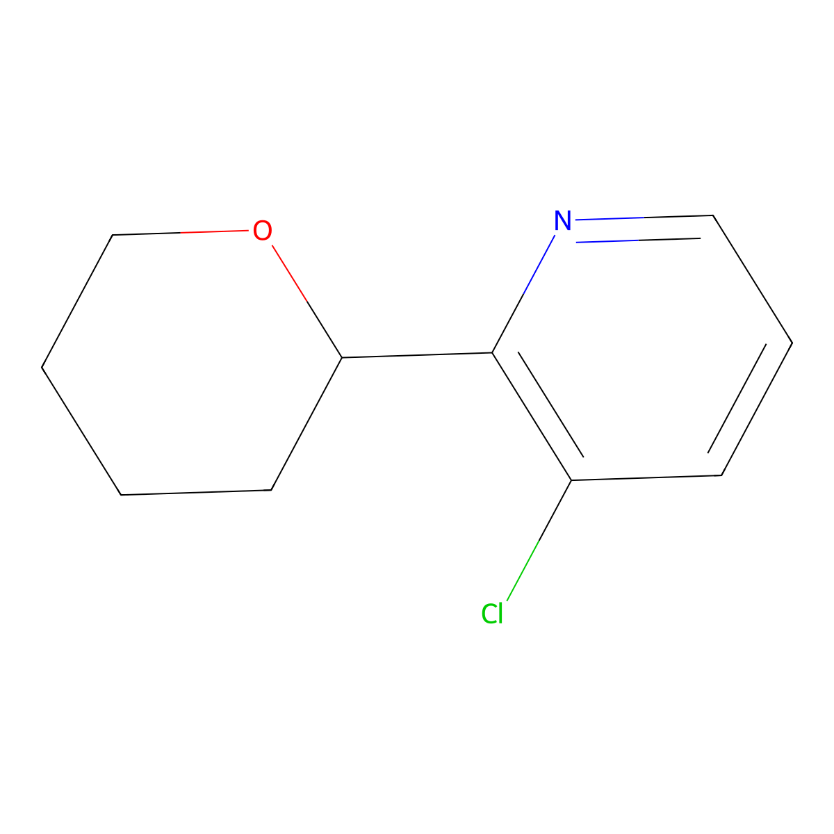 3-Chloro-2-(oxan-2-yl)pyridine molecular structure, CAS 1622834-63-2