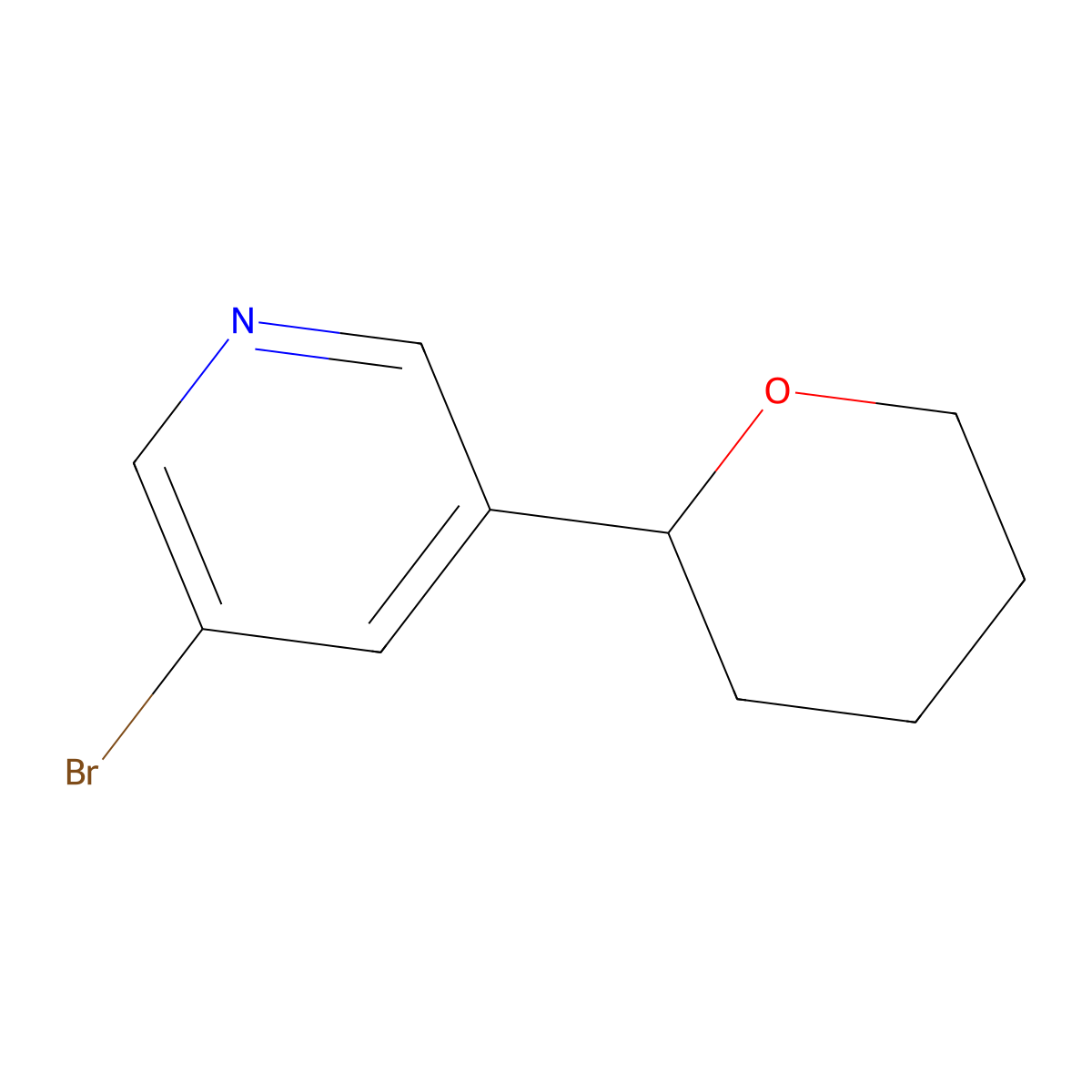 3-bromo-5-(tetrahydro-2H-pyran-2-yl)pyridine molecular structure, CAS 1622834-65-4