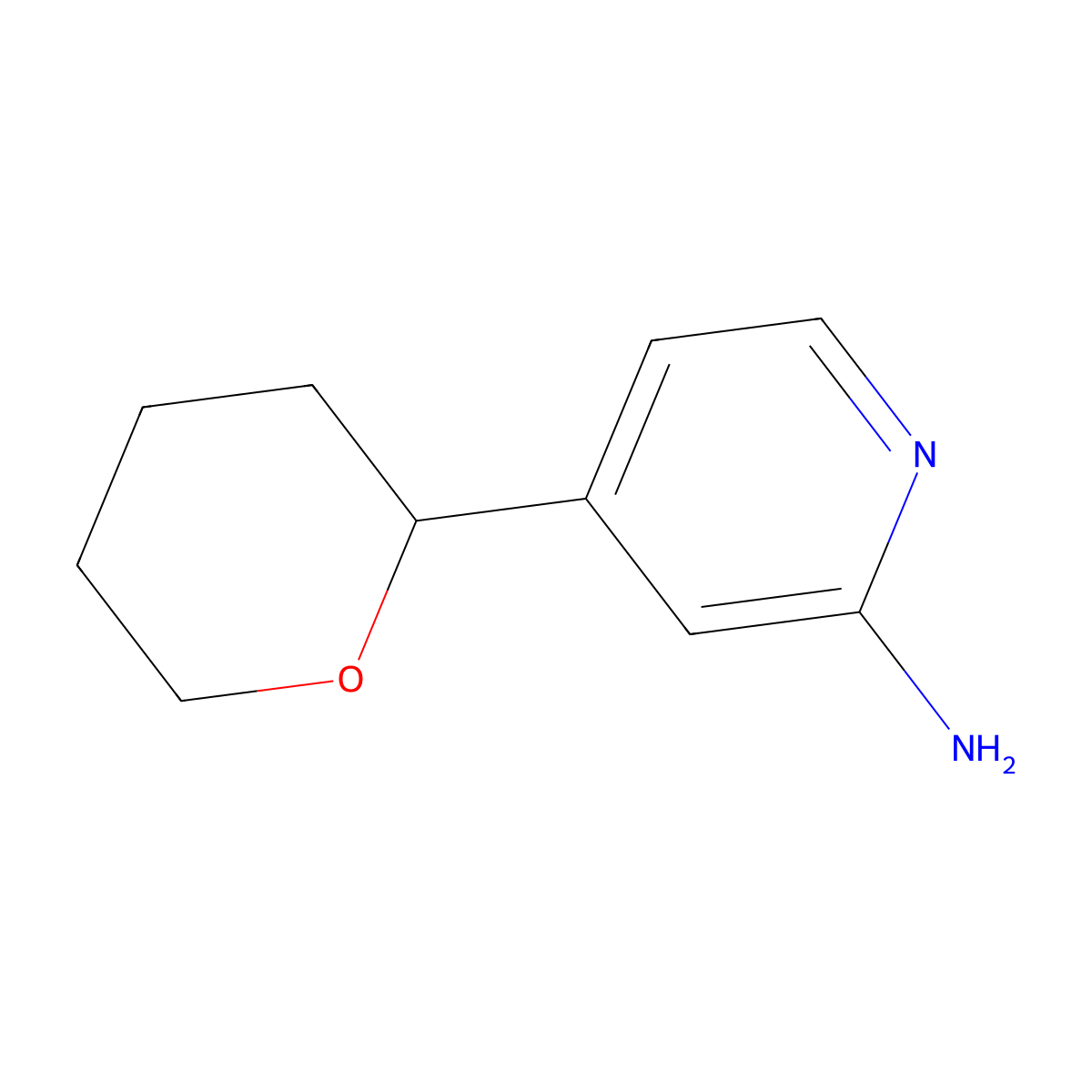 4-(tetrahydro-2H-pyran-2-yl)pyridin-2-amine molecular structure, CAS 1622834-66-5