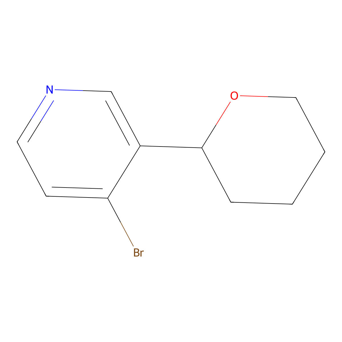 4-Bromo-3-(oxan-2-yl)pyridine molecular structure, CAS 1622834-67-6