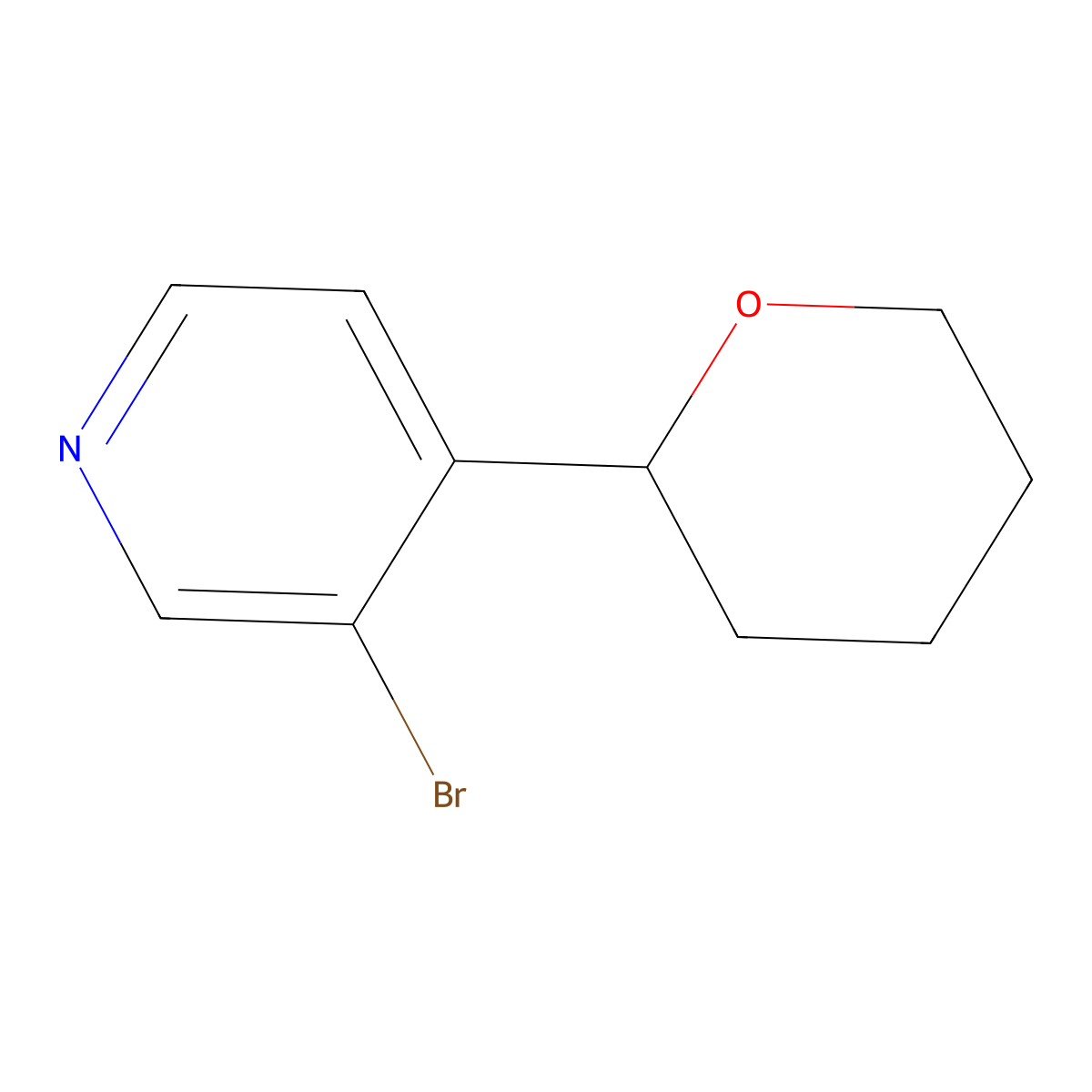3-Bromo-4-(2-tetrahydropyranyl)pyridine molecular structure, CAS 1622834-68-7