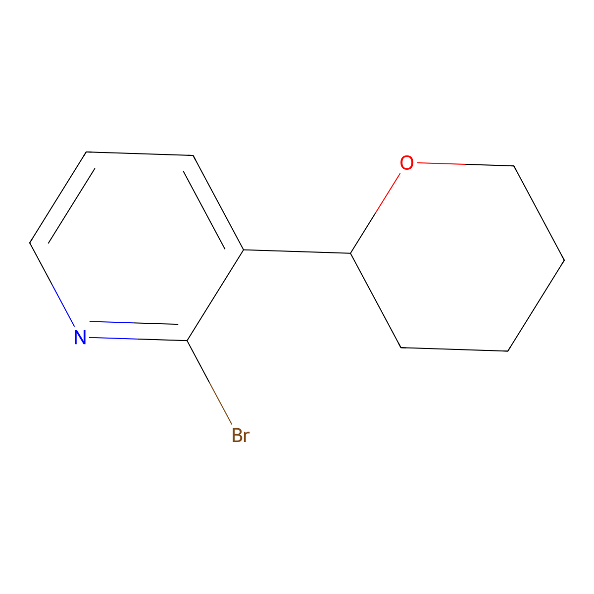 2-Bromo-3-(oxan-2-yl)pyridine molecular structure, CAS 1622834-69-8