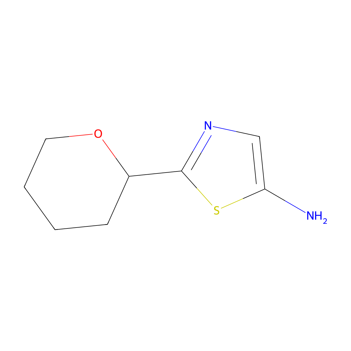 5-Amino-2-(oxan-2-yl)thiazole molecular structure, CAS 1622834-70-1