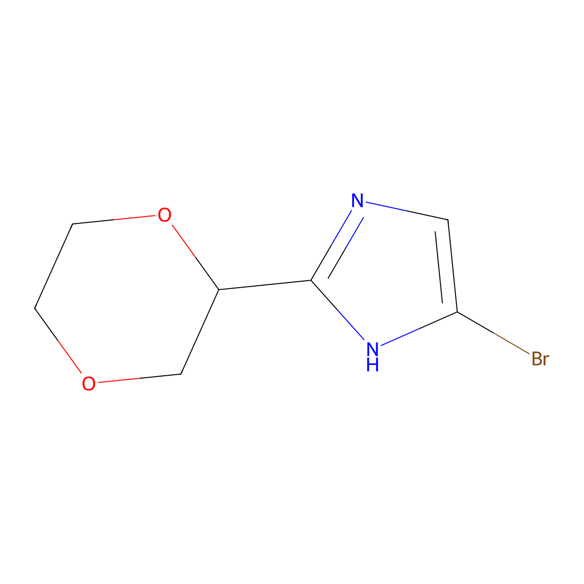 4-Bromo-2-(1,4-dioxan-2-yl)-1H-imidazole molecular structure, CAS 1622834-73-4