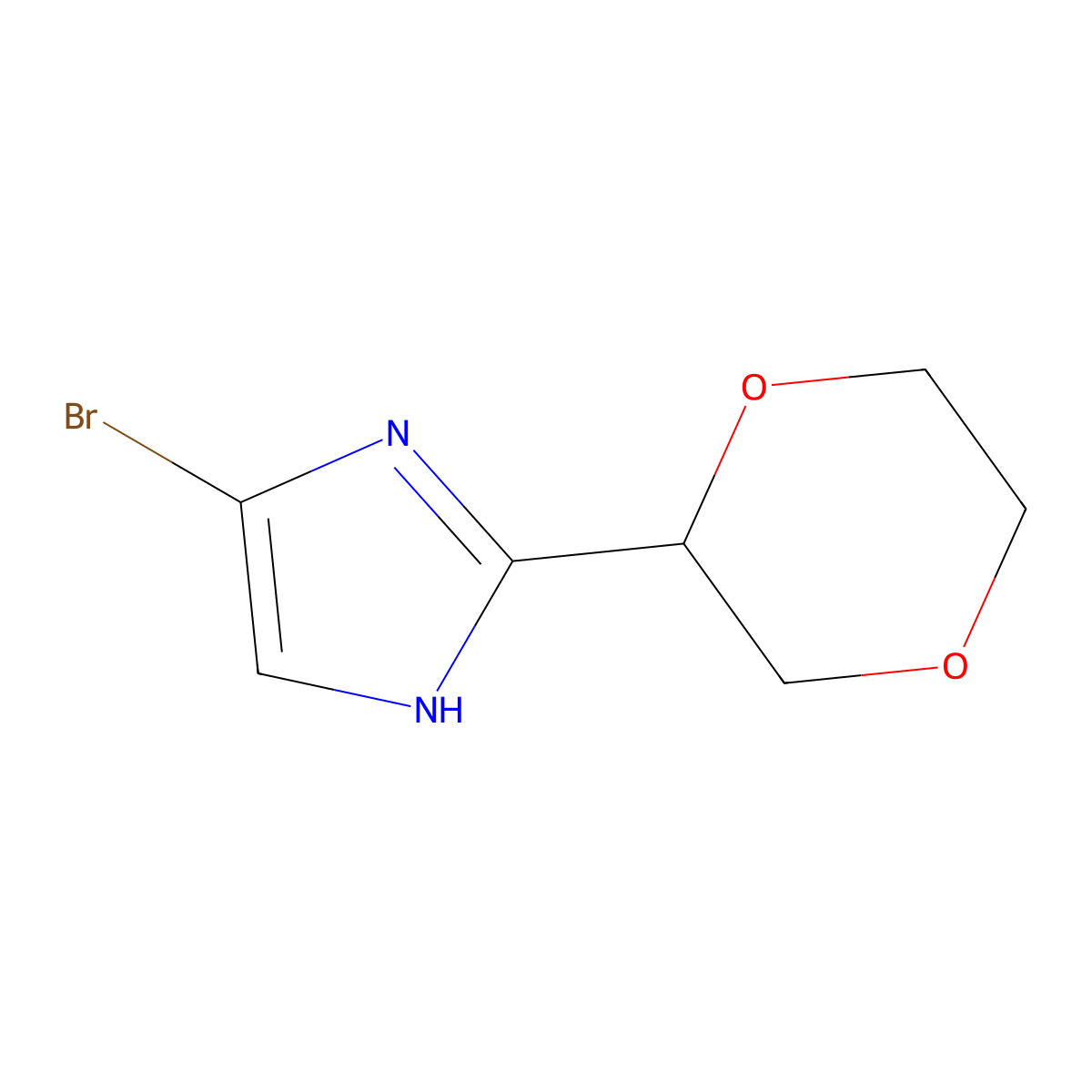 4-Bromo-2-(1,4-dioxan-2-yl)-1H-imidazole molecular structure, CAS 1622834-73-4