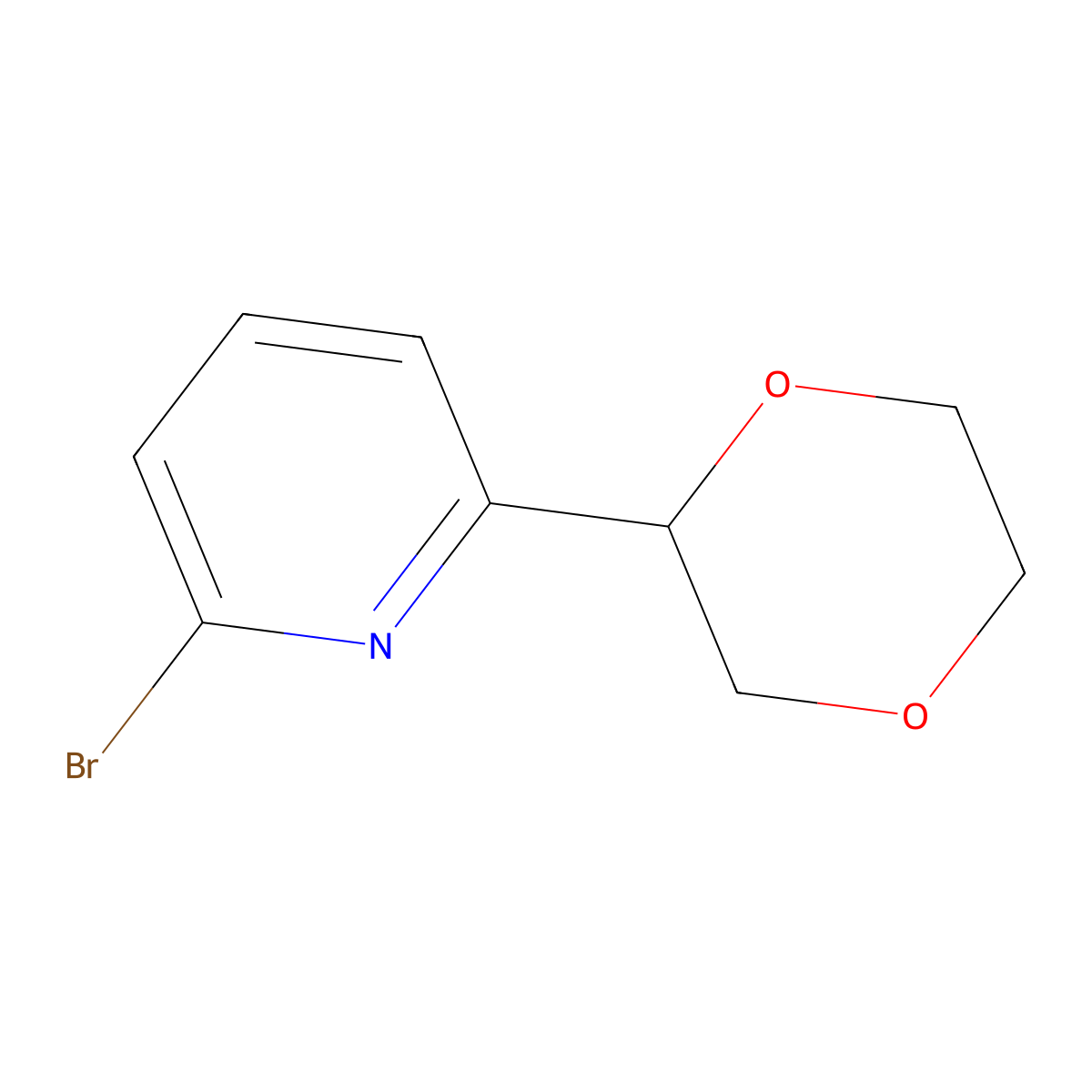 2-Bromo-6-(1,4-dioxan-2-yl)pyridine molecular structure, CAS 1622834-82-5