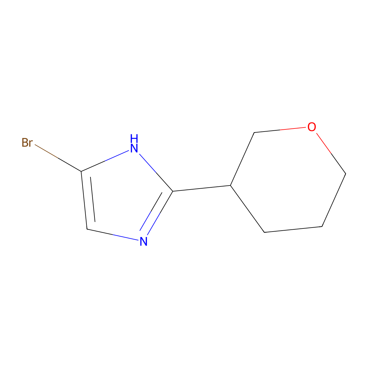 4-Bromo-2-(oxan-3-yl)-1H-imidazole molecular structure, CAS 1622834-86-9