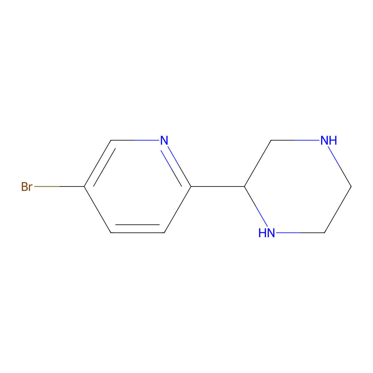 2-(5-Bromopyridin-2-yl)piperazine molecular structure, CAS 1622834-87-0