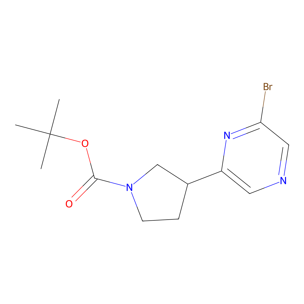 2-Bromo-6-(N-Boc-pyrrolidin-3-yl)pyrazine molecular structure, CAS 1622834-92-7