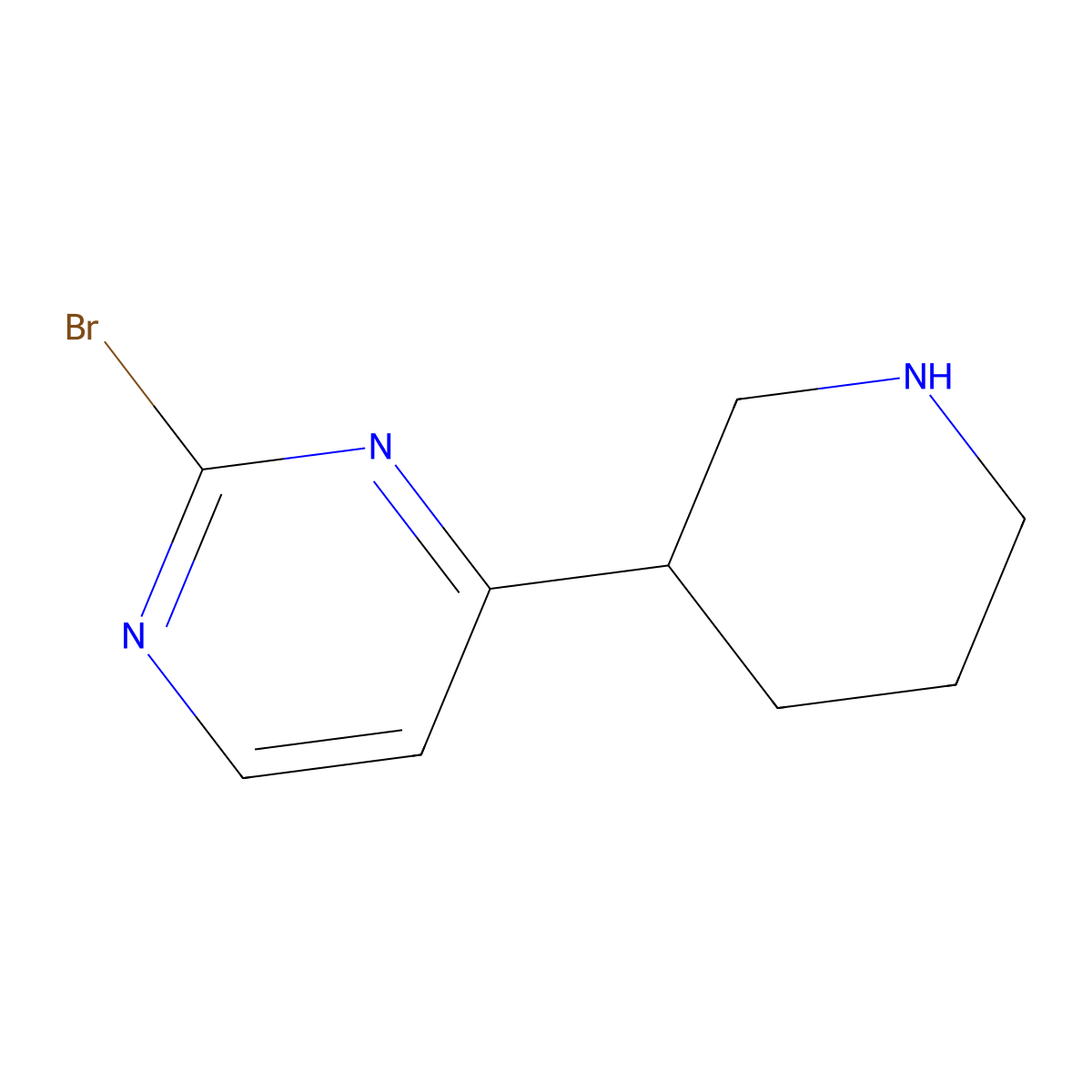 2-Bromo-4-(piperidin-3-YL)pyrimidine molecular structure, CAS 1622834-94-9