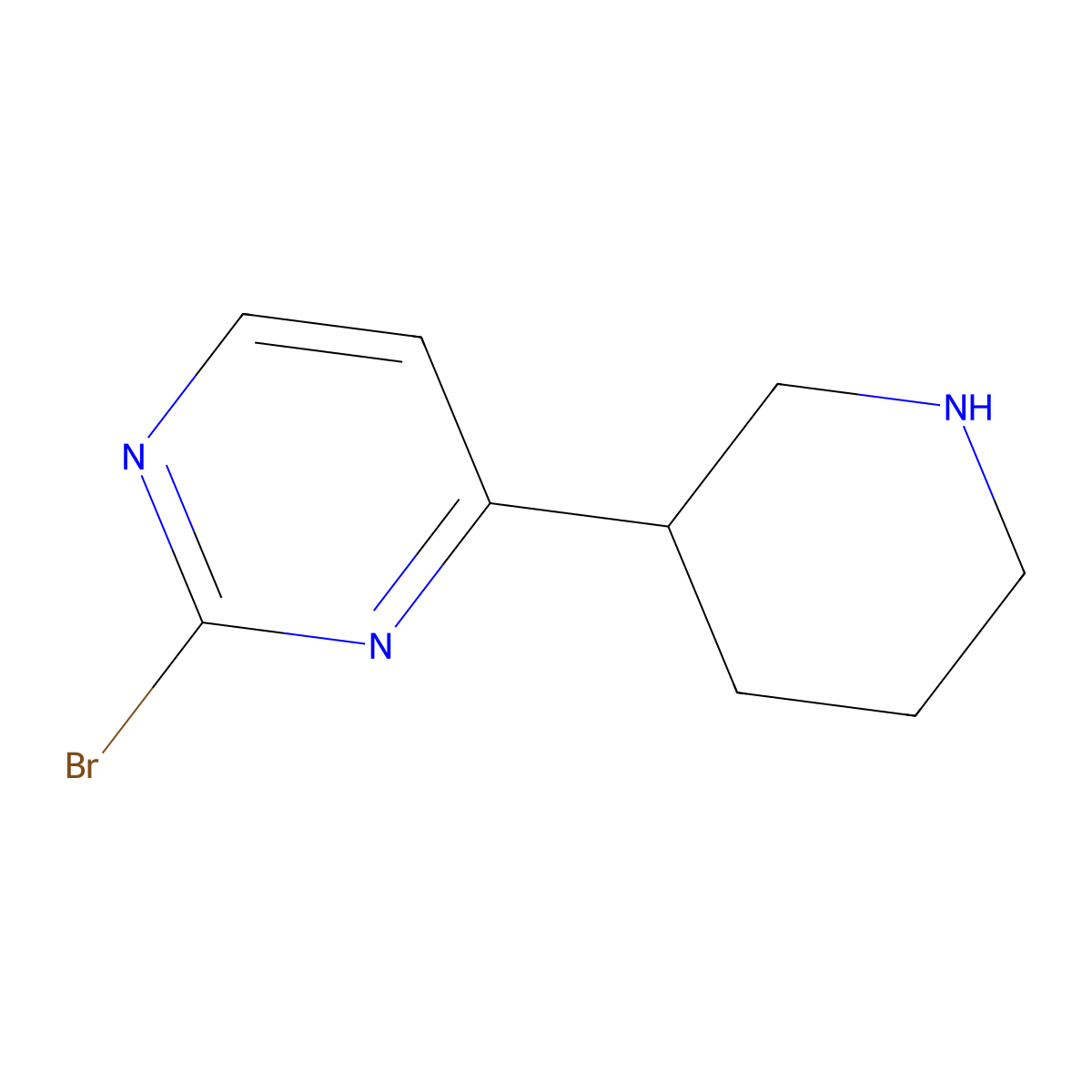 2-Bromo-4-(piperidin-3-YL)pyrimidine molecular structure, CAS 1622834-94-9