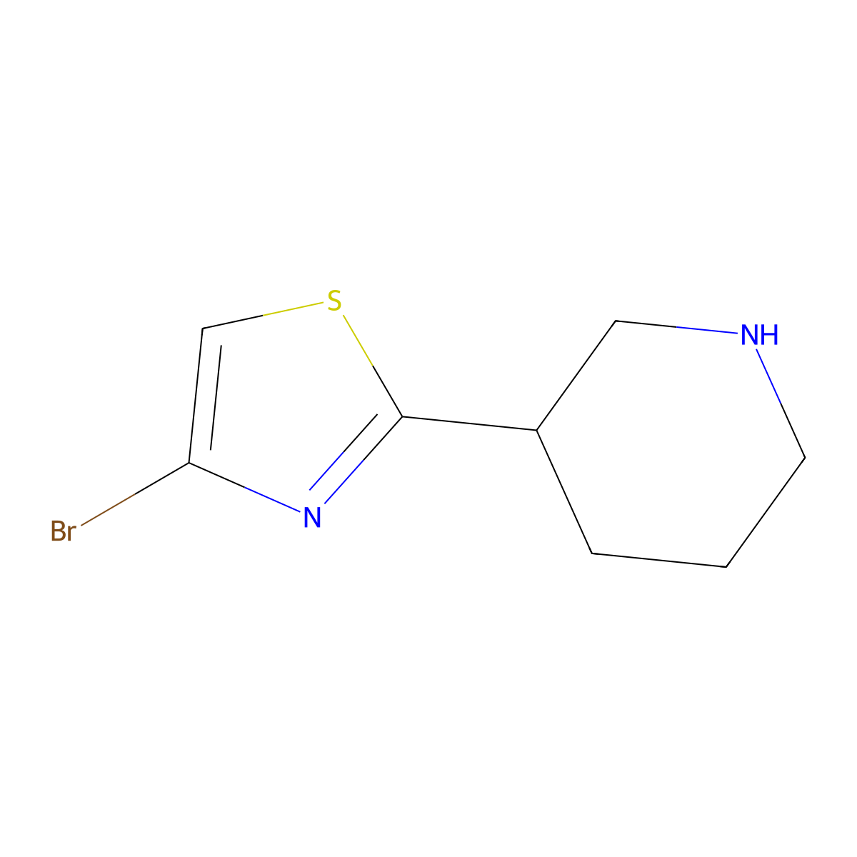 4-Bromo-2-(piperidin-3-yl)thiazole molecular structure, CAS 1622834-96-1