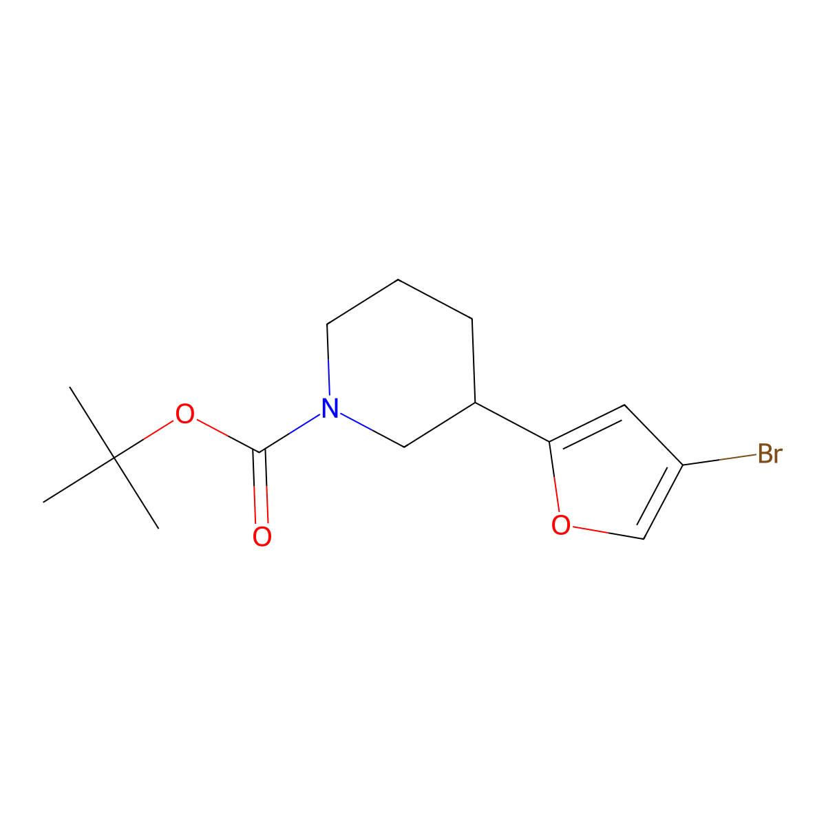 3-Bromo-5-(N-Boc-piperidin-3-yl)furan molecular structure, CAS 1622835-00-0