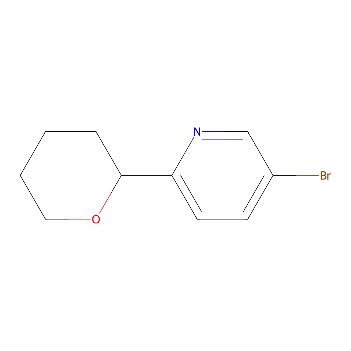 5-bromo-2-(tetrahydro-2H-pyran-2-yl)pyridine molecular structure, CAS 1622835-02-2
