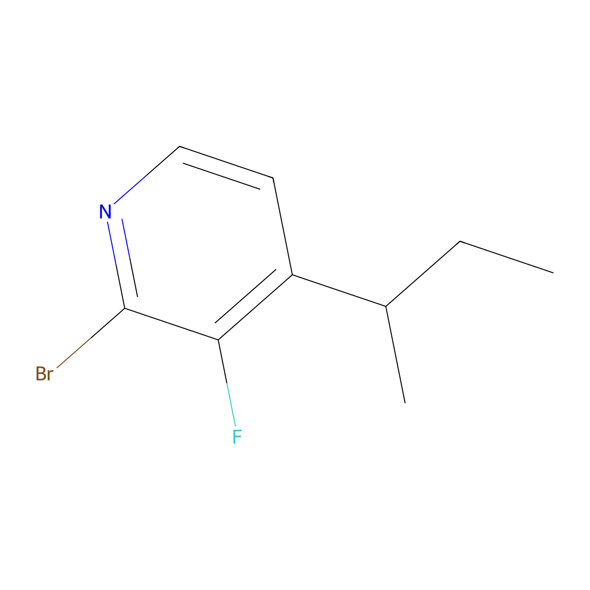 2-Bromo-3-fluoro-4-(sec-butyl)pyridine molecular structure, CAS 1622835-03-3