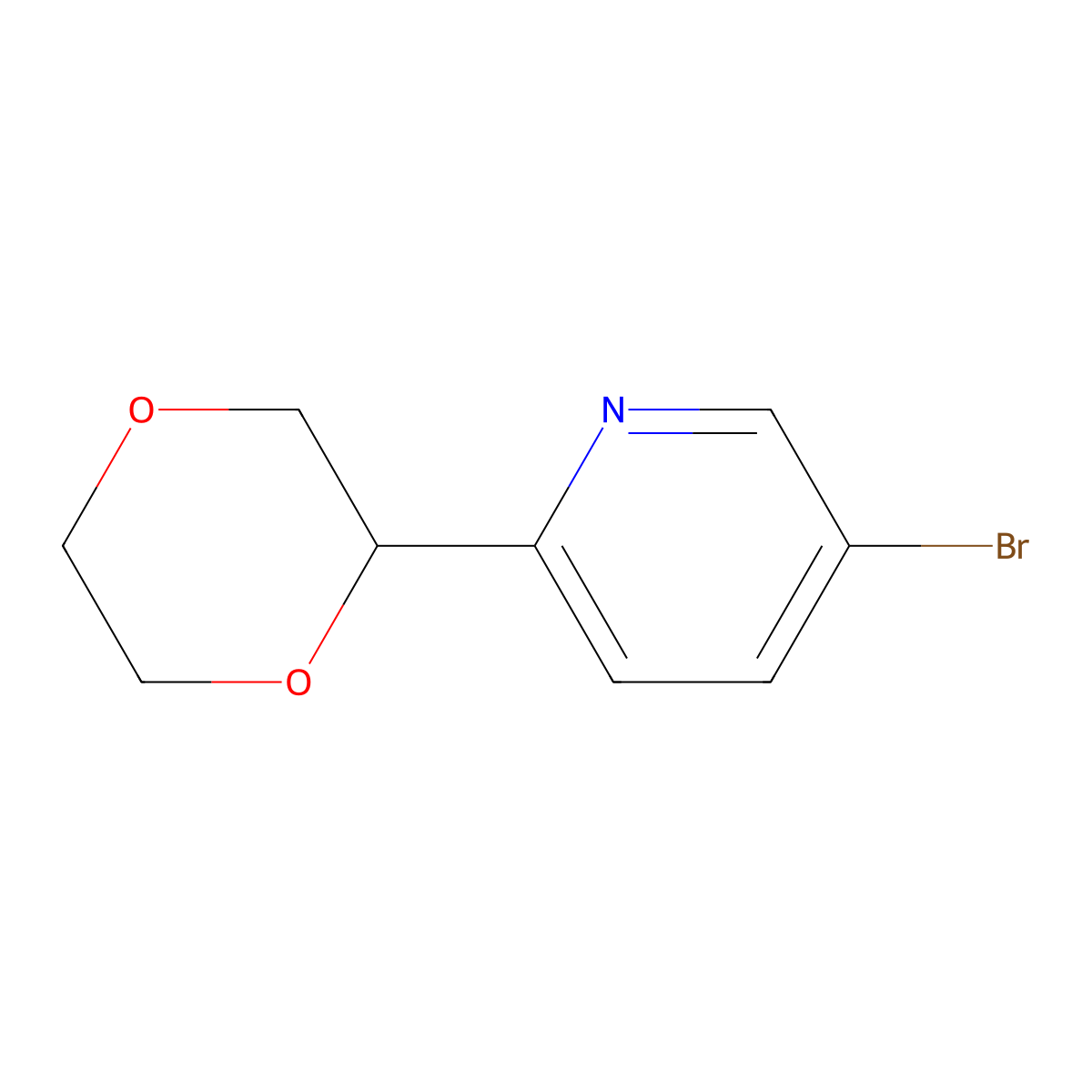 5-Bromo-2-(1,4-dioxan-2-yl)pyridine molecular structure, CAS 1622835-07-7