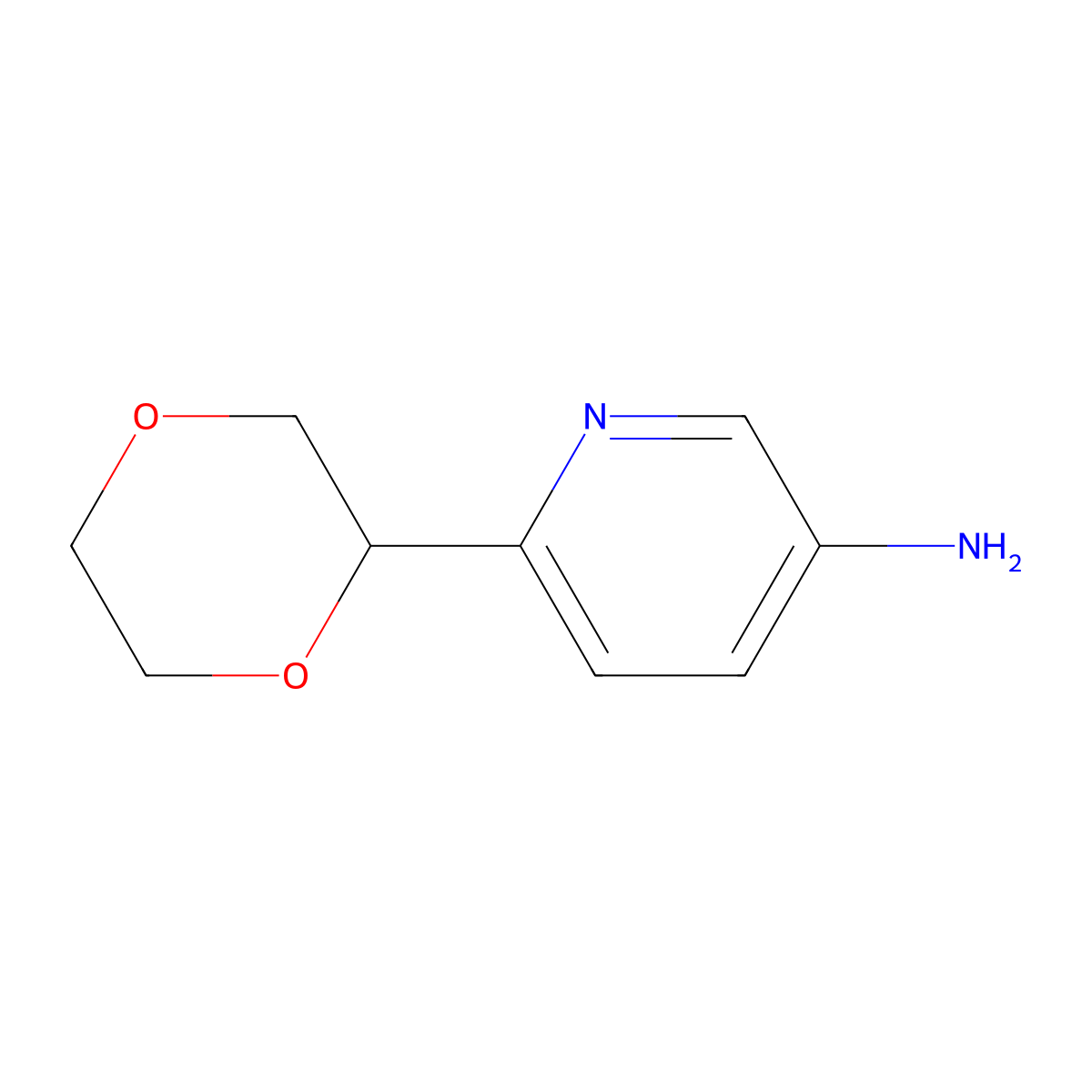 6-(1,4-Dioxan-2-yl)pyridin-3-amine molecular structure, CAS 1622835-09-9