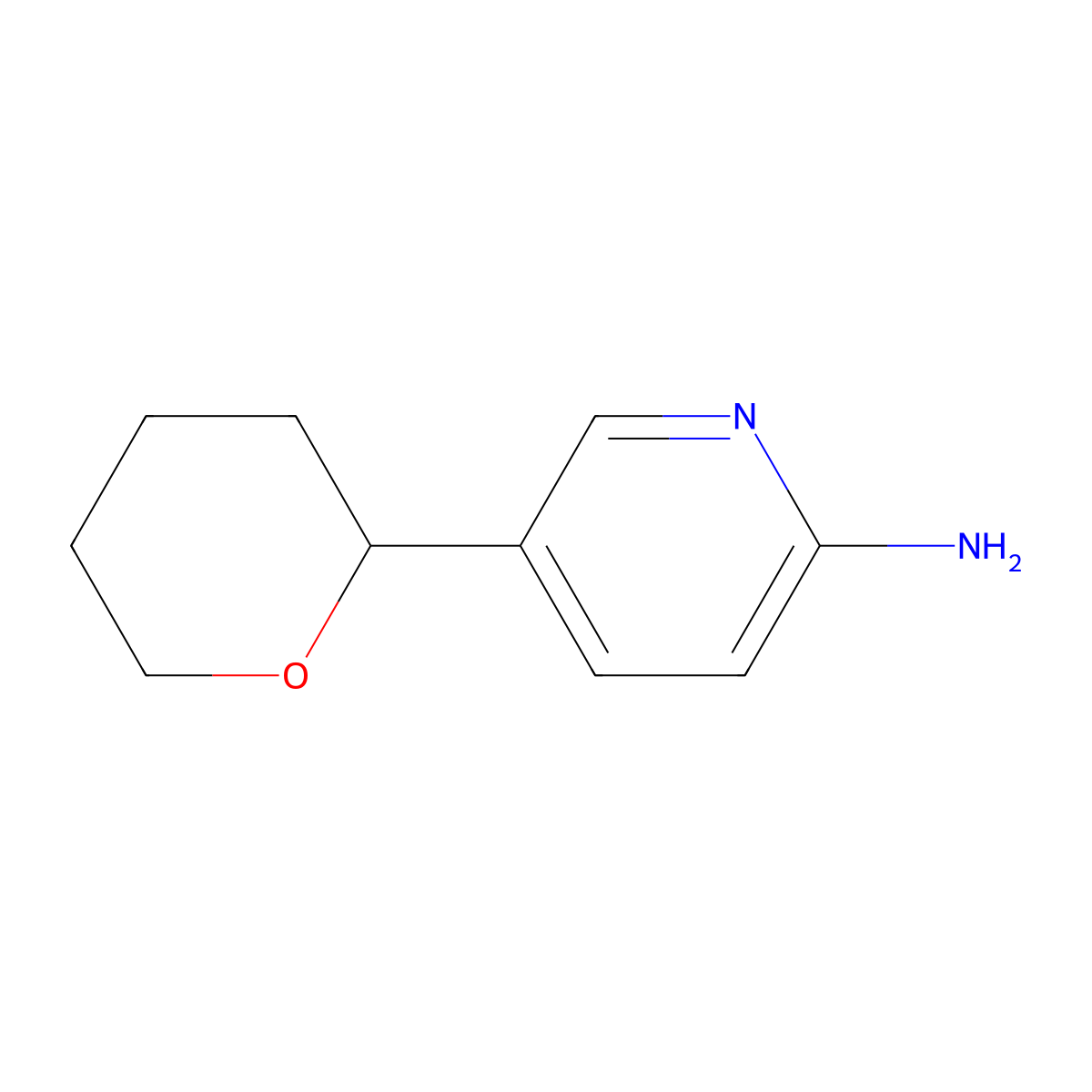 5-(tetrahydro-2H-pyran-2-yl)pyridin-2-amine molecular structure, CAS 1622835-10-2