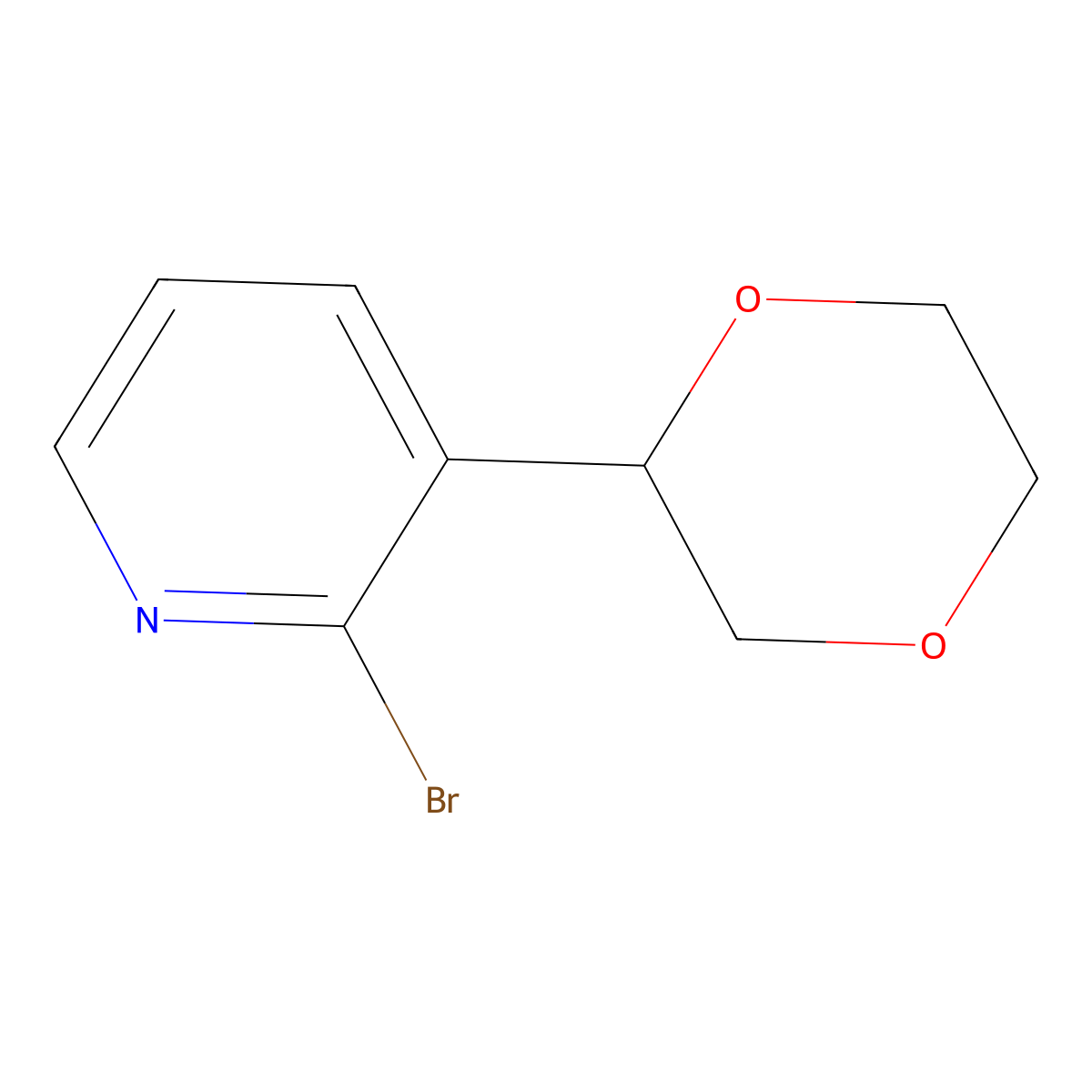 2-Bromo-3-(1,4-dioxan-2-yl)pyridine molecular structure, CAS 1622835-11-3