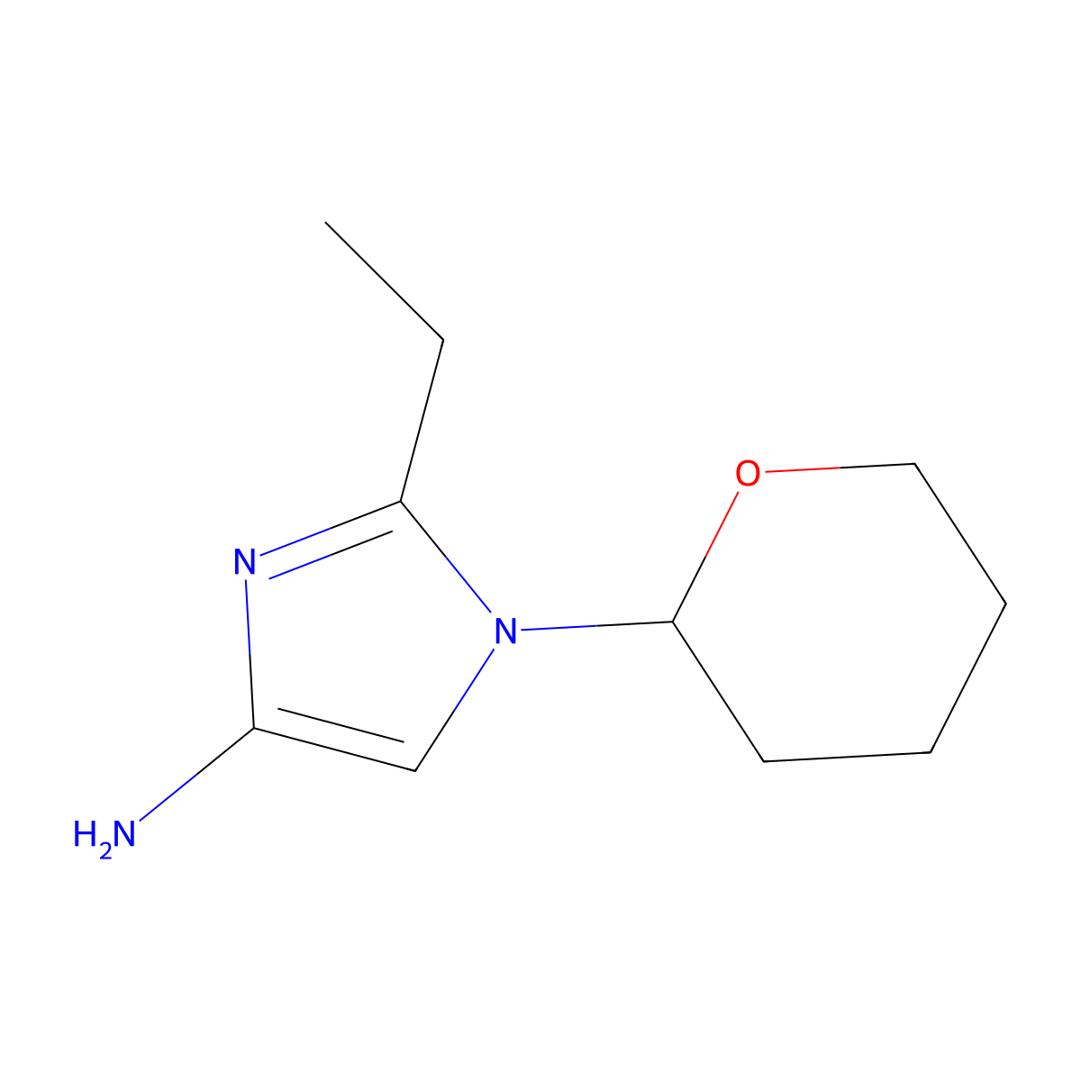 1-(Oxan-2-yl)-2-ethylimidazol-4-amine molecular structure, CAS 1622835-12-4