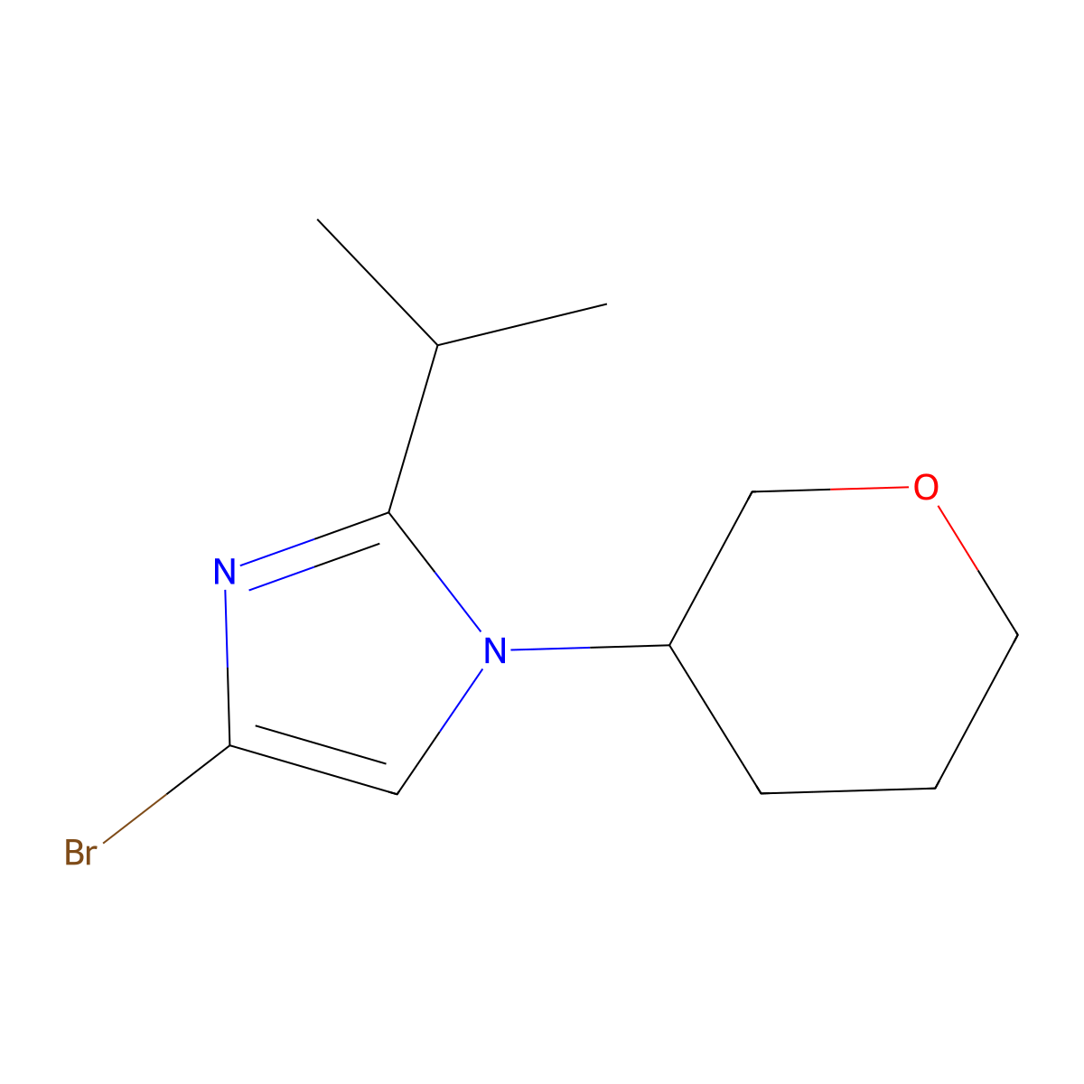 4-Bromo-1-(oxan-3-yl)-2-(iso-propyl)imidazole molecular structure, CAS 1622835-14-6