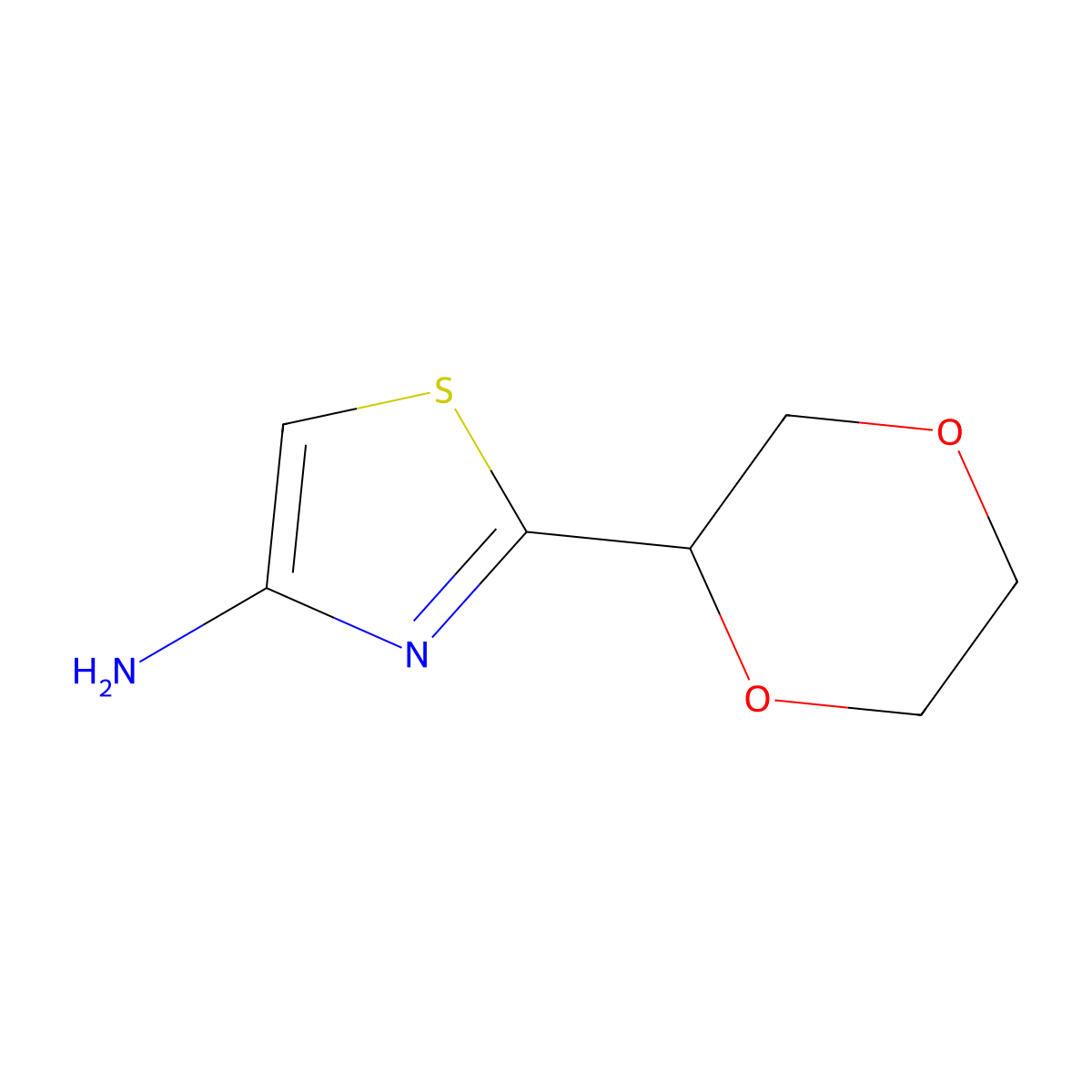 4-Amino-2-(1,4-dioxan-2-yl)thiazole molecular structure, CAS 1622835-15-7