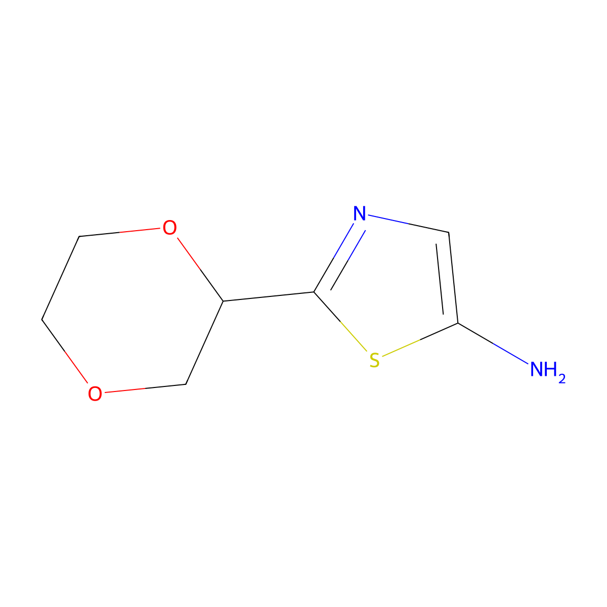 2-(1,4-Dioxan-2-yl)thiazol-5-amine molecular structure, CAS 1622835-17-9