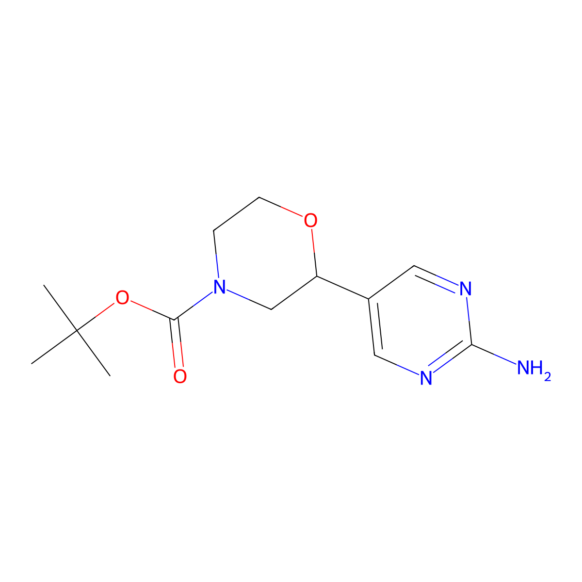 2-Amino-5-(N-Boc-morpholin-2-yl)pyrimidine molecular structure, CAS 1622835-23-7