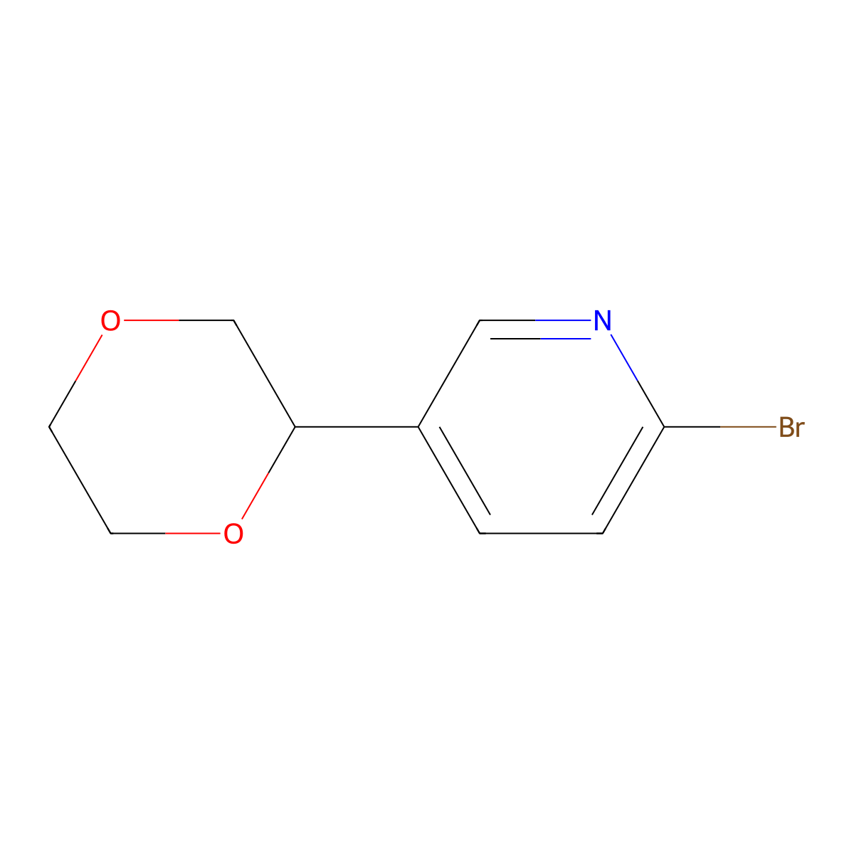 2-Bromo-5-(1,4-dioxan-2-yl)pyridine molecular structure, CAS 1622835-24-8