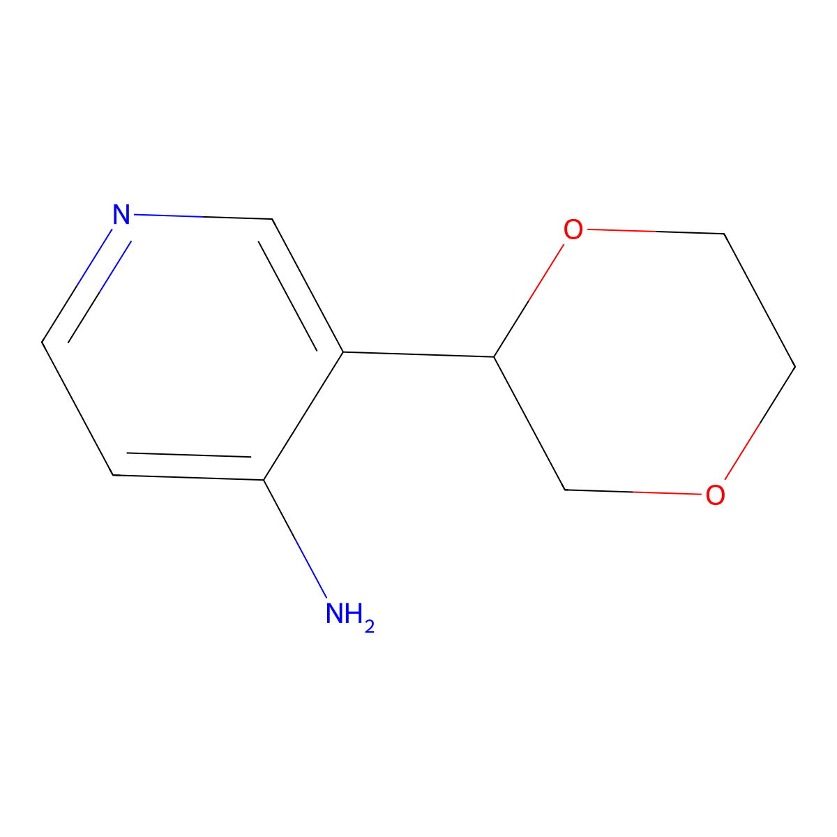 4-Amino-3-(1,4-dioxan-2-yl)pyridine molecular structure, CAS 1622835-25-9