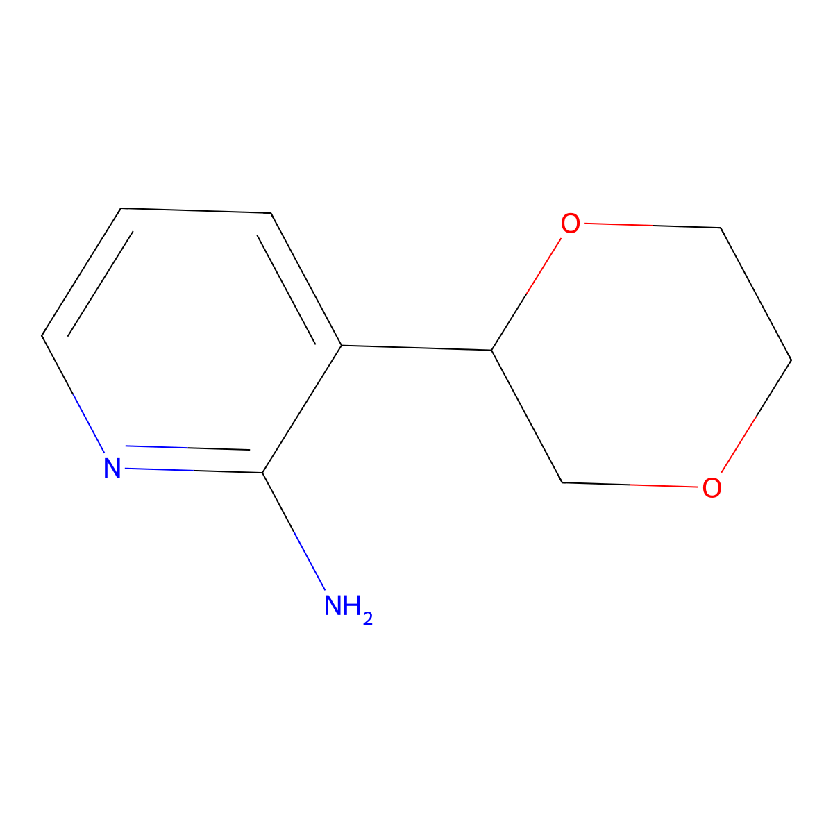 2-Amino-3-(1,4-dioxan-2-yl)pyridine molecular structure, CAS 1622835-27-1