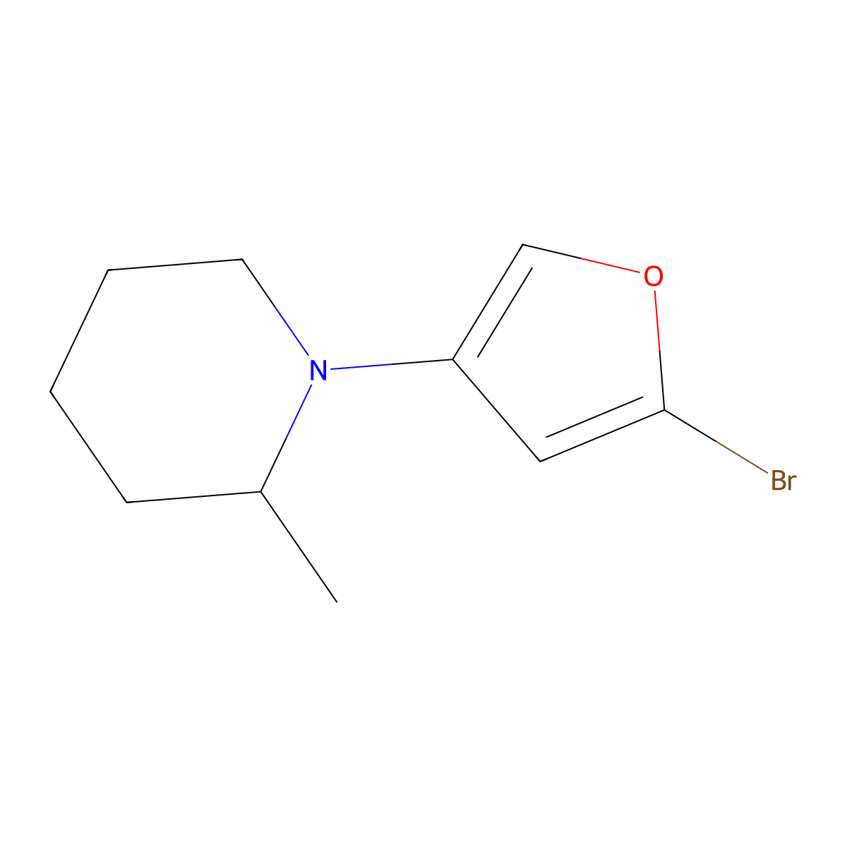 2-Bromo-4-(2-methylpiperidin-1-yl)furan molecular structure, CAS 1622835-31-7
