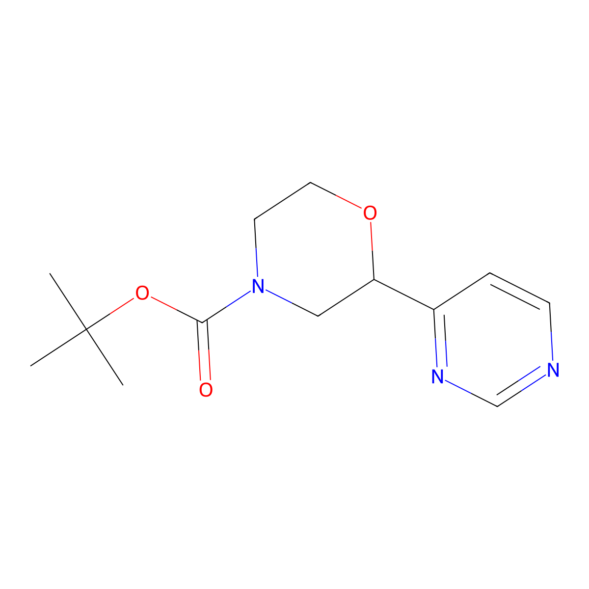 4-(N-Boc-morpholin-2-yl)pyrimidine molecular structure, CAS 1622835-33-9