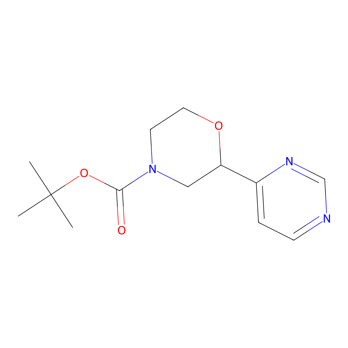 4-(N-Boc-morpholin-2-yl)pyrimidine molecular structure, CAS 1622835-33-9