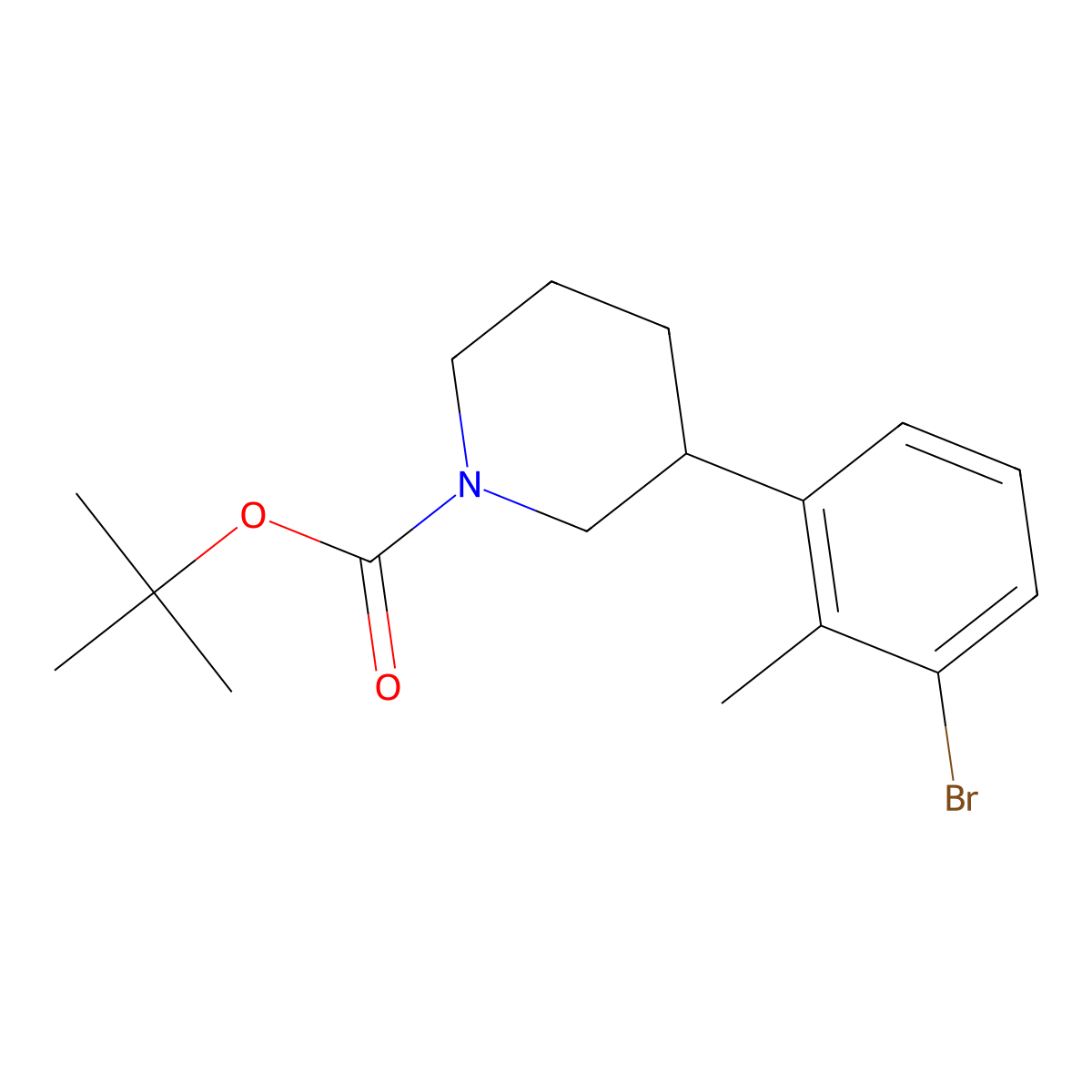 1-Boc-3-(3-bromo-2-methylphenyl)piperidine molecular structure, CAS 1622835-36-2