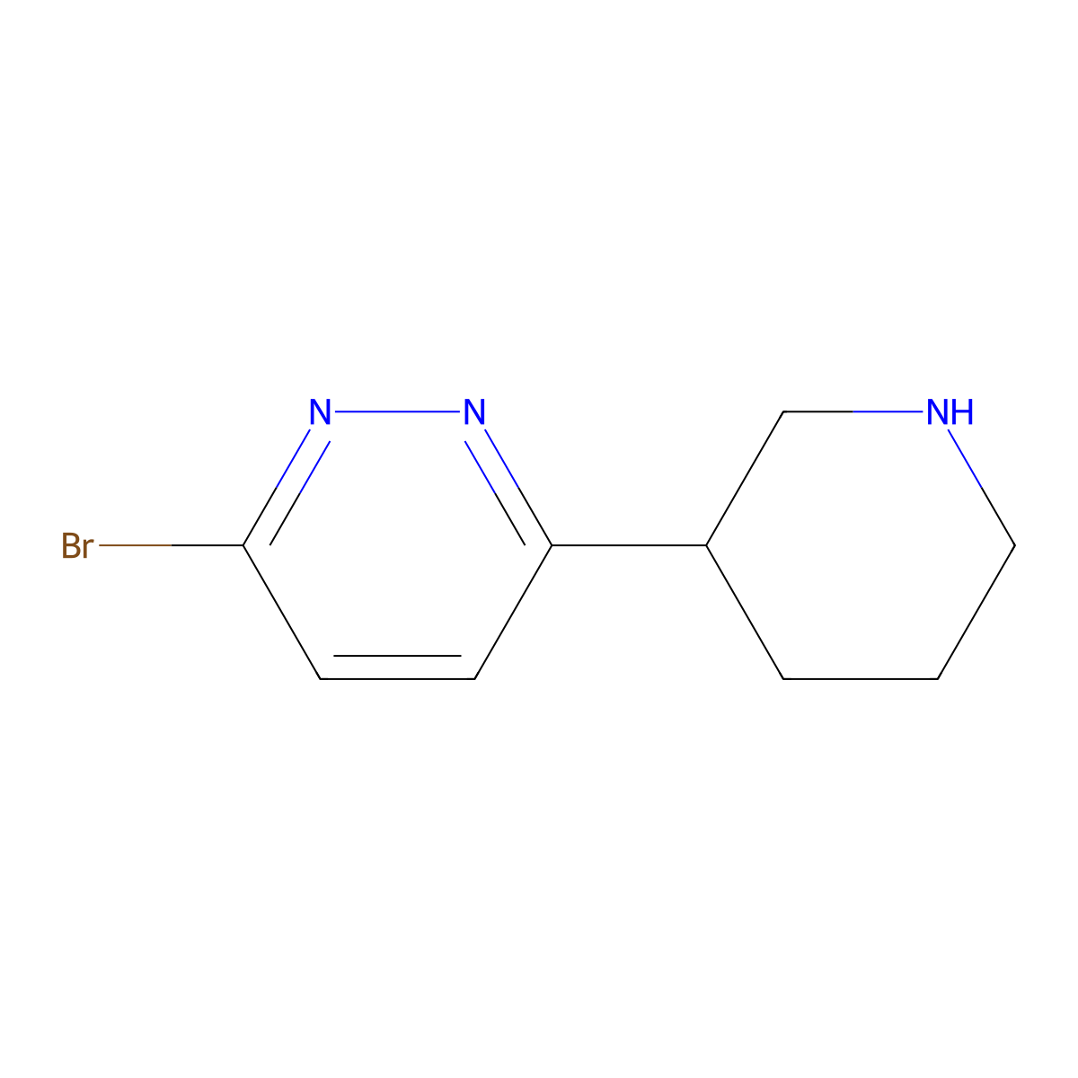 3-Bromo-6-(piperidin-3-yl)pyridazine molecular structure, CAS 1622835-37-3