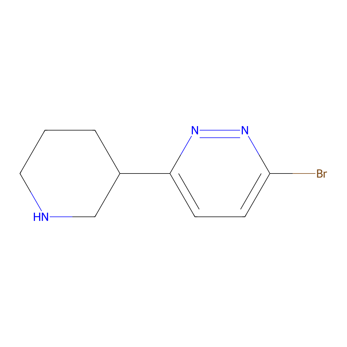 3-Bromo-6-(piperidin-3-yl)pyridazine molecular structure, CAS 1622835-37-3
