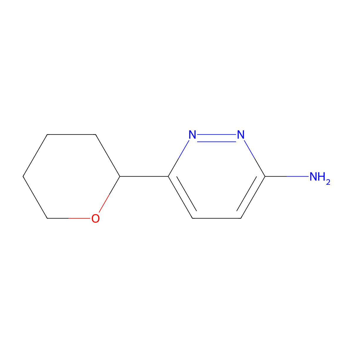 3-Amino-6-(2-tetrahydropyranyl)pyridazine molecular structure, CAS 1622835-38-4