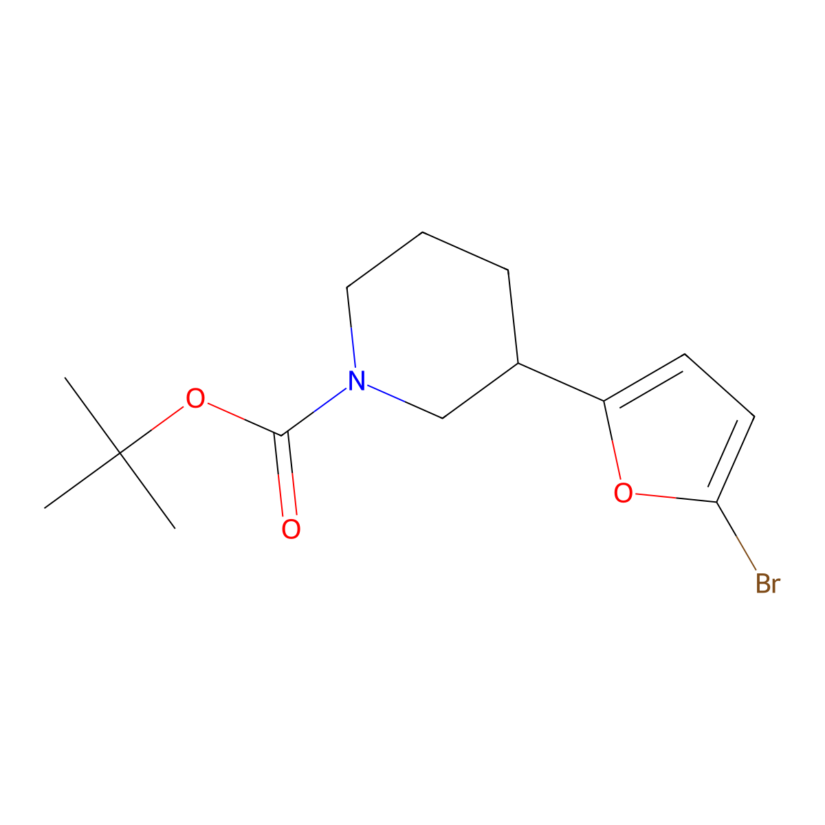 2-Bromo-5-(N-Boc-piperidin-3-yl)furan molecular structure, CAS 1622835-41-9