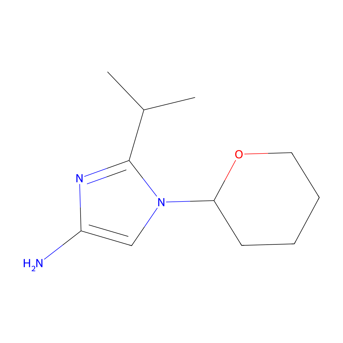1-(Oxan-2-yl)-2-(1-methylethyl)-1H-imidazol-4-amine molecular structure, CAS 1622835-42-0