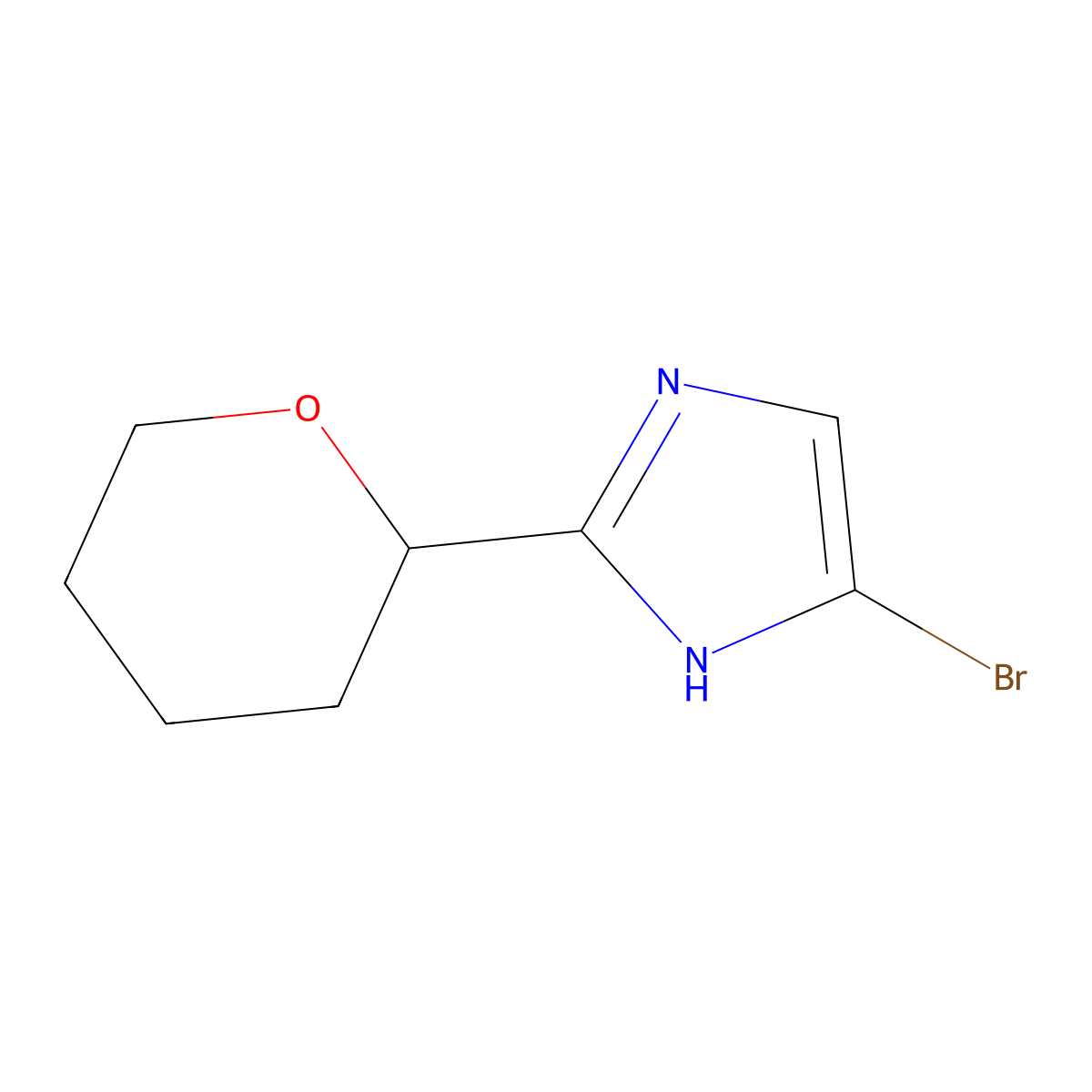 4-Bromo-2-(oxan-2-yl)-1H-imidazole molecular structure, CAS 1622835-45-3