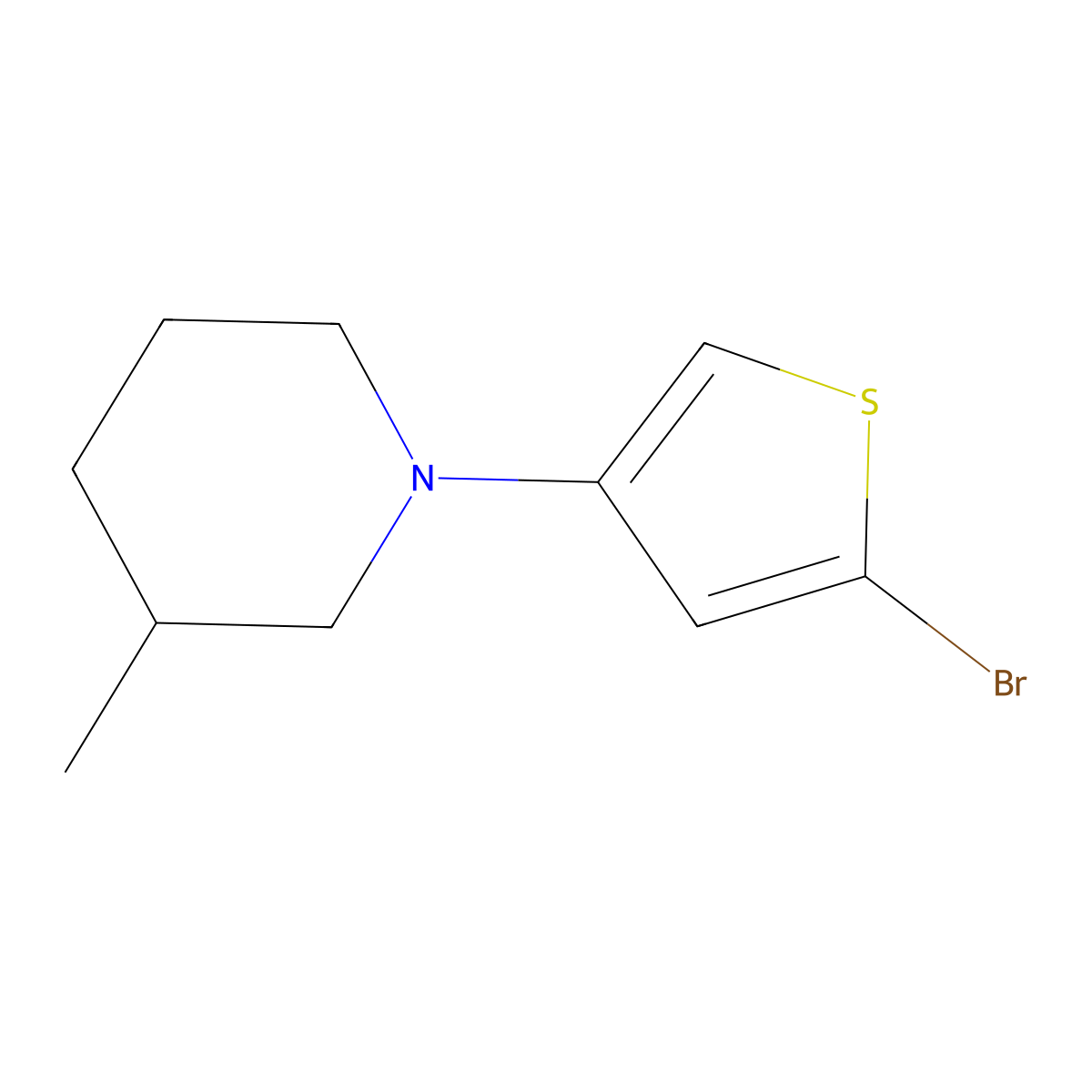 2-Bromo-4-(3-methylpiperidin-1-yl)thiophene molecular structure, CAS 1622835-46-4