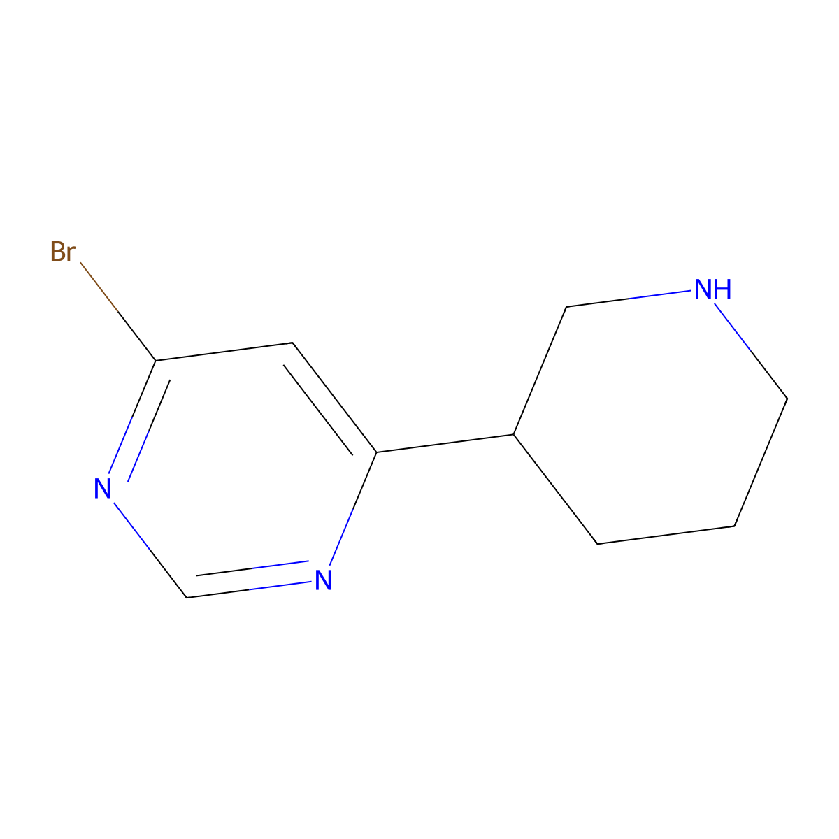 4-Bromo-6-(piperidin-3-YL)pyrimidine molecular structure, CAS 1622835-48-6