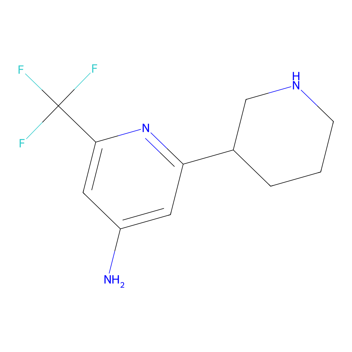 4-Amino-2-trifluoromethyl-6-(piperidin-3-yl)pyridine molecular structure, CAS 1622835-50-0