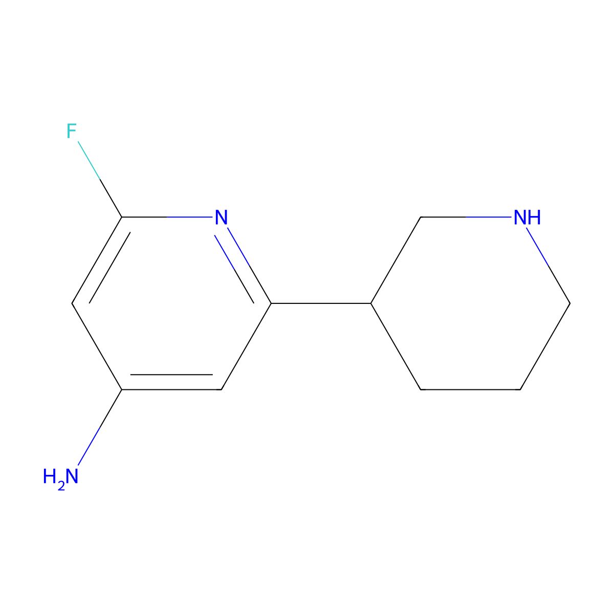 4-Amino-2-fluoro-6-(piperidin-3-yl)pyridine molecular structure, CAS 1622835-52-2