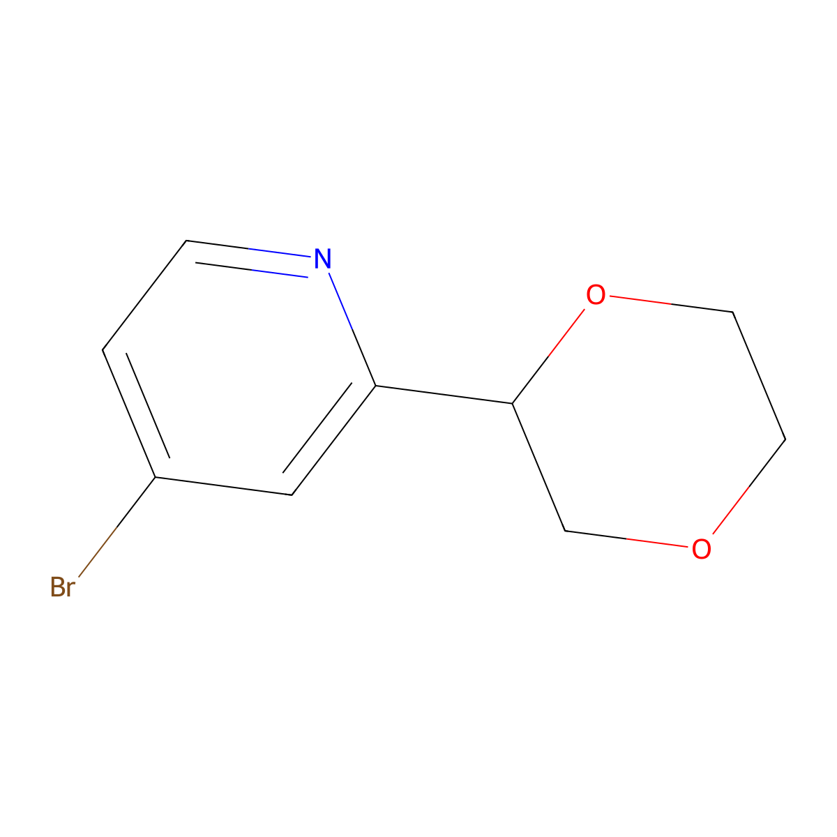 4-Bromo-2-(1,4-dioxan-2-yl)pyridine molecular structure, CAS 1622835-55-5