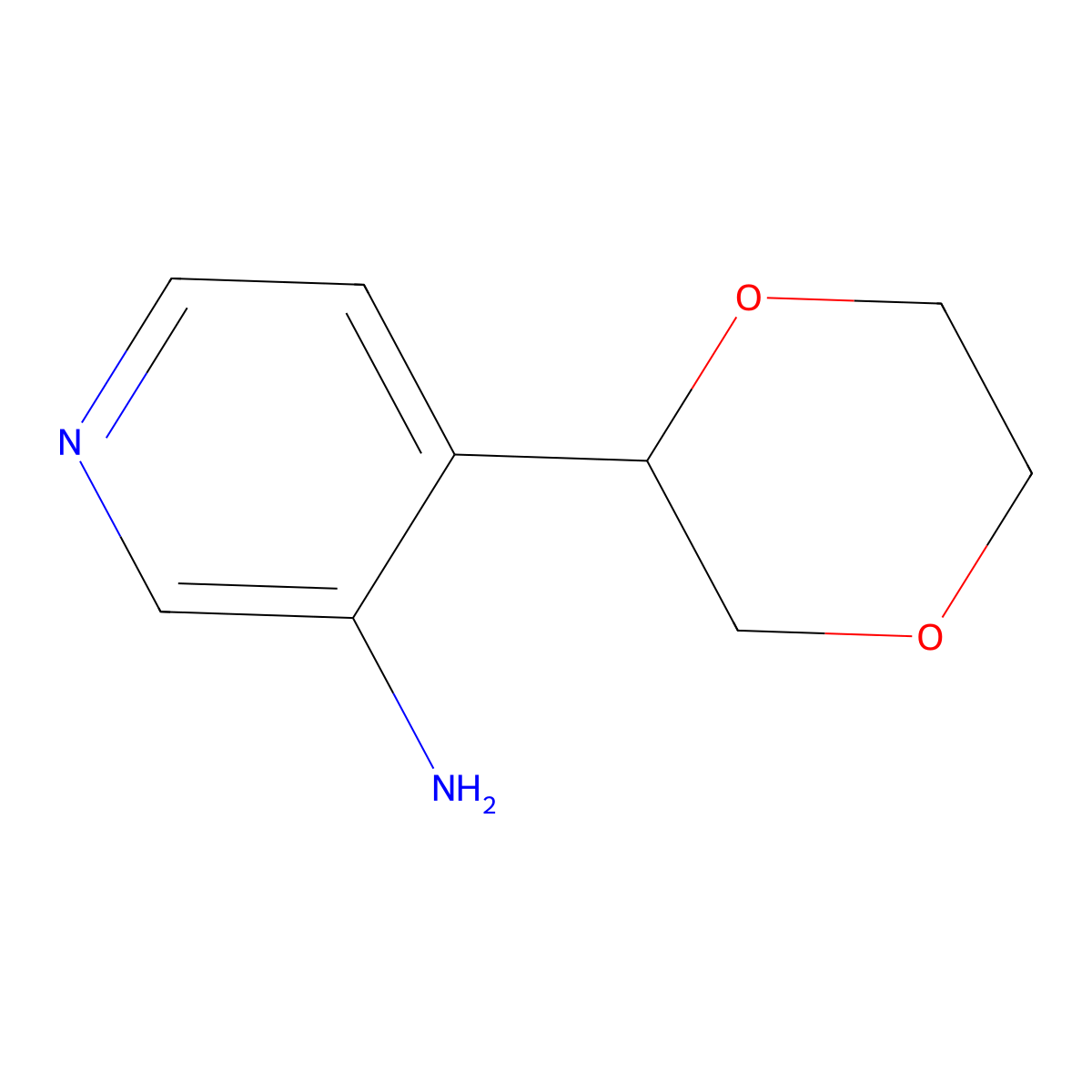 3-Amino-4-(1,4-dioxan-2-yl)pyridine molecular structure, CAS 1622835-57-7