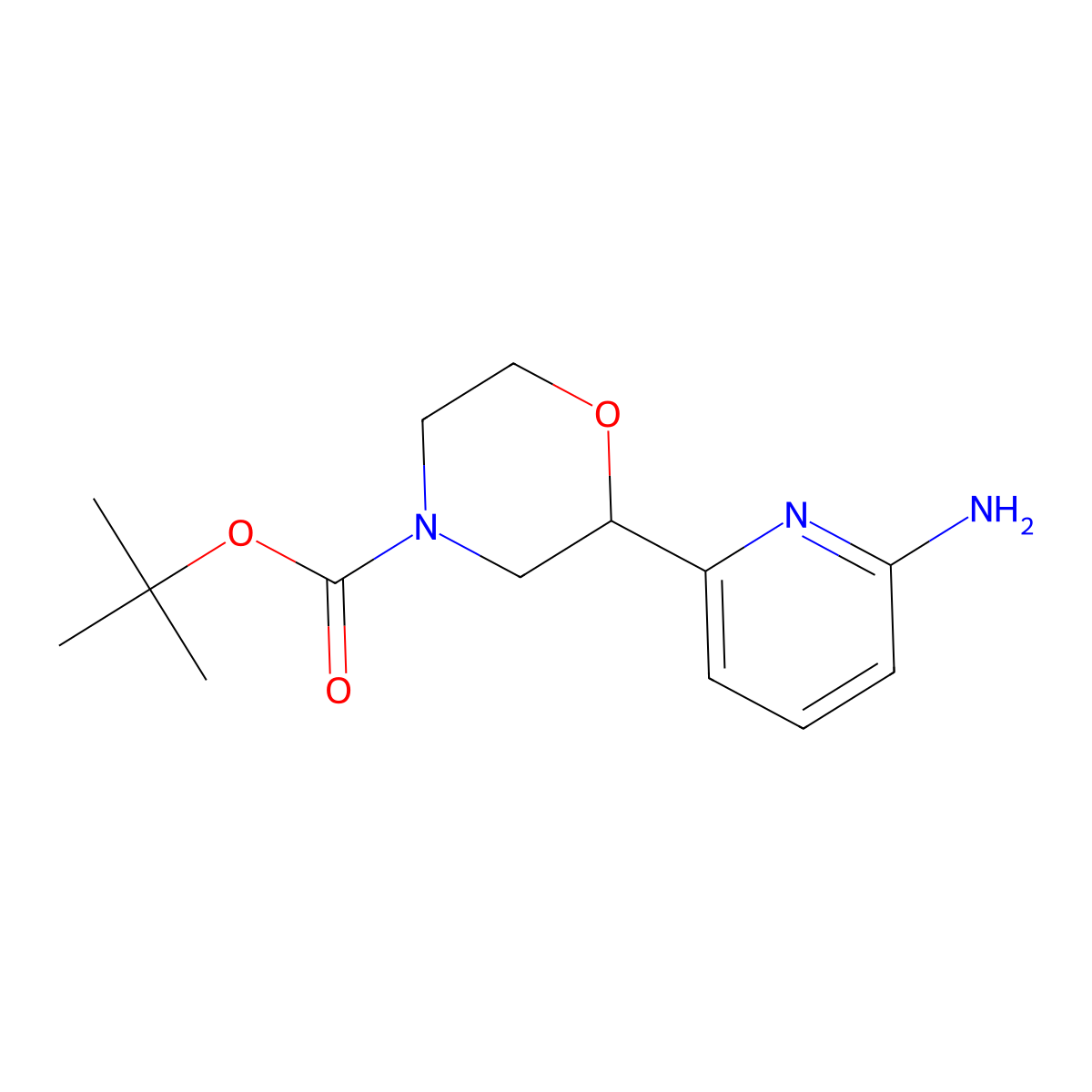 N-Boc-2-(6-amino-2-pyridinyl)morpholine molecular structure, CAS 1622835-59-9