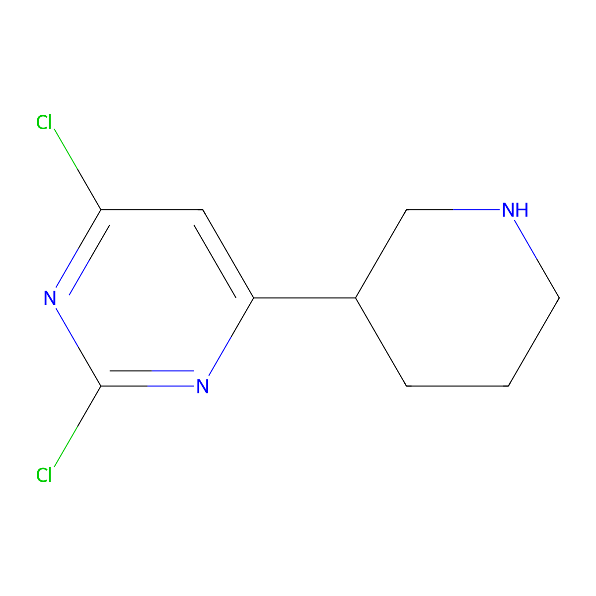 2,4-Dichloro-6-(piperidin-3-yl)pyrimidine molecular structure, CAS 1622835-65-7
